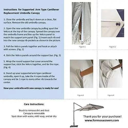 11ft 8 Ribs Cantilever Supporting Bar Umbrella Replacement Canopy