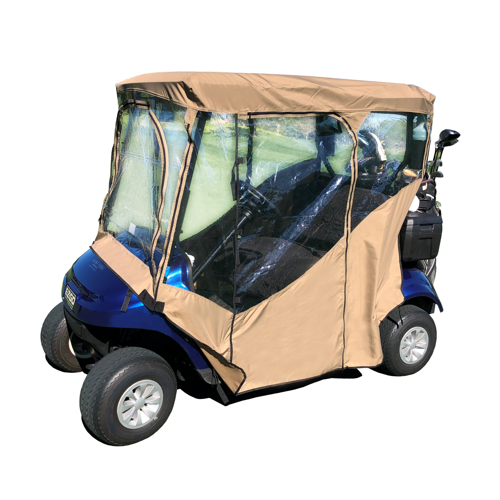 Techo de cabina para 2 pasajeros, de 56" a 60", parte trasera recta, color topo.