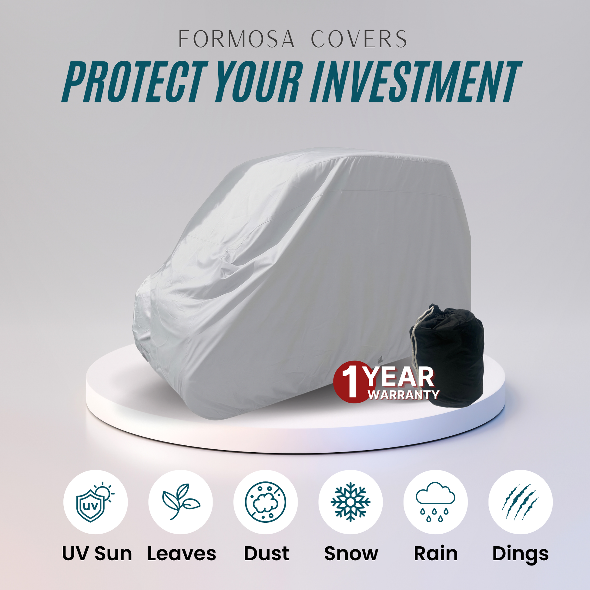 Golf Cart Storage Cover for GEM e4 Model, Polaris Chrysler - 4 Passenger