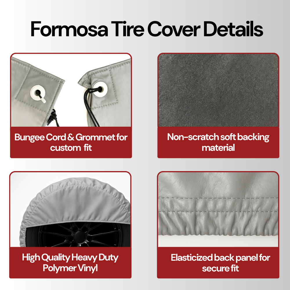 Cubiertas de lujo para neumƔticos y ruedas de autocaravanas, remolques de viaje, remolques para juguetes, remolques de quinta rueda, camionetas, furgonetas y SUV (juego de 4)