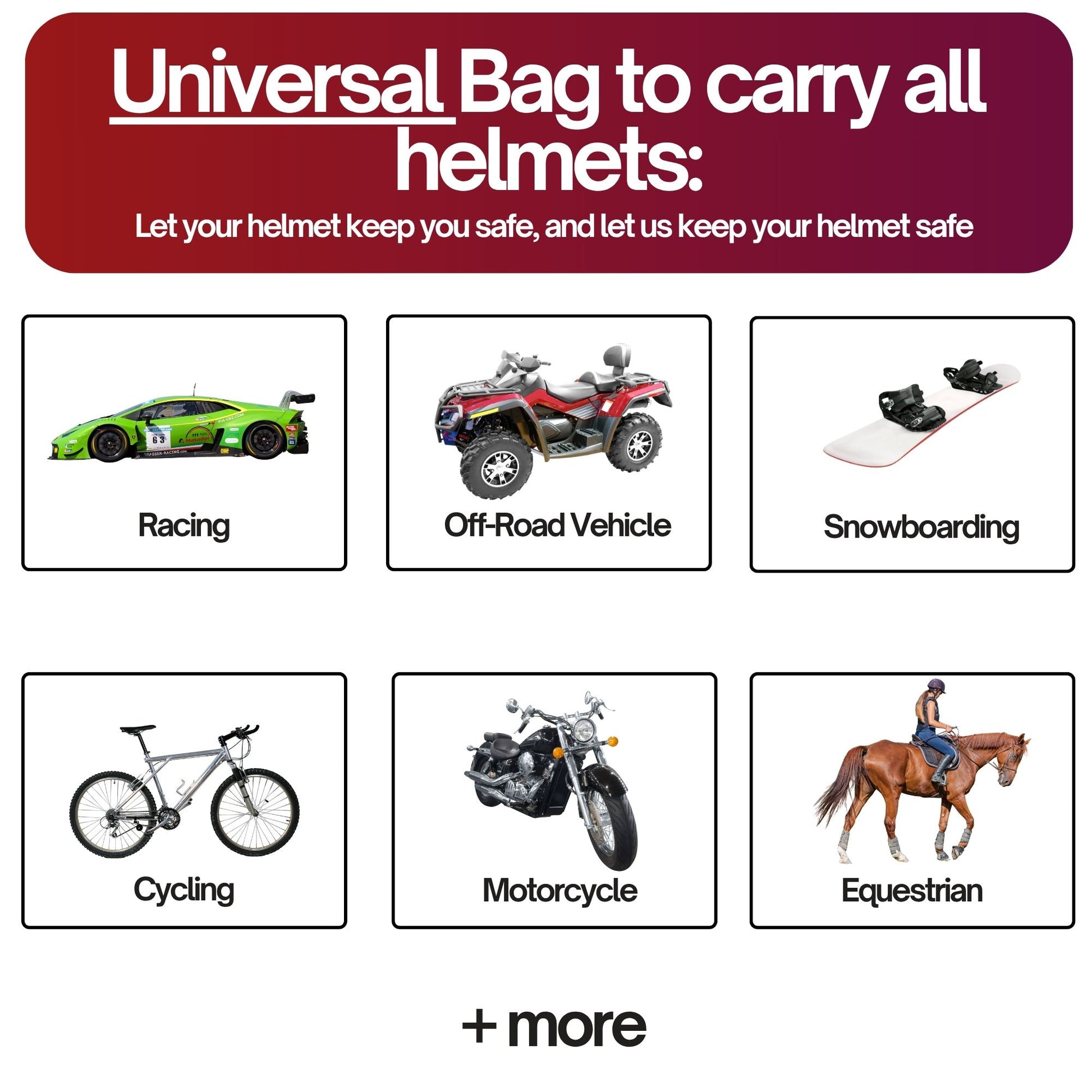 Bolsa de transporte para cascos de ATV, motocicleta, bicicleta, skate, escalada, esquí y equitación (ajuste universal)