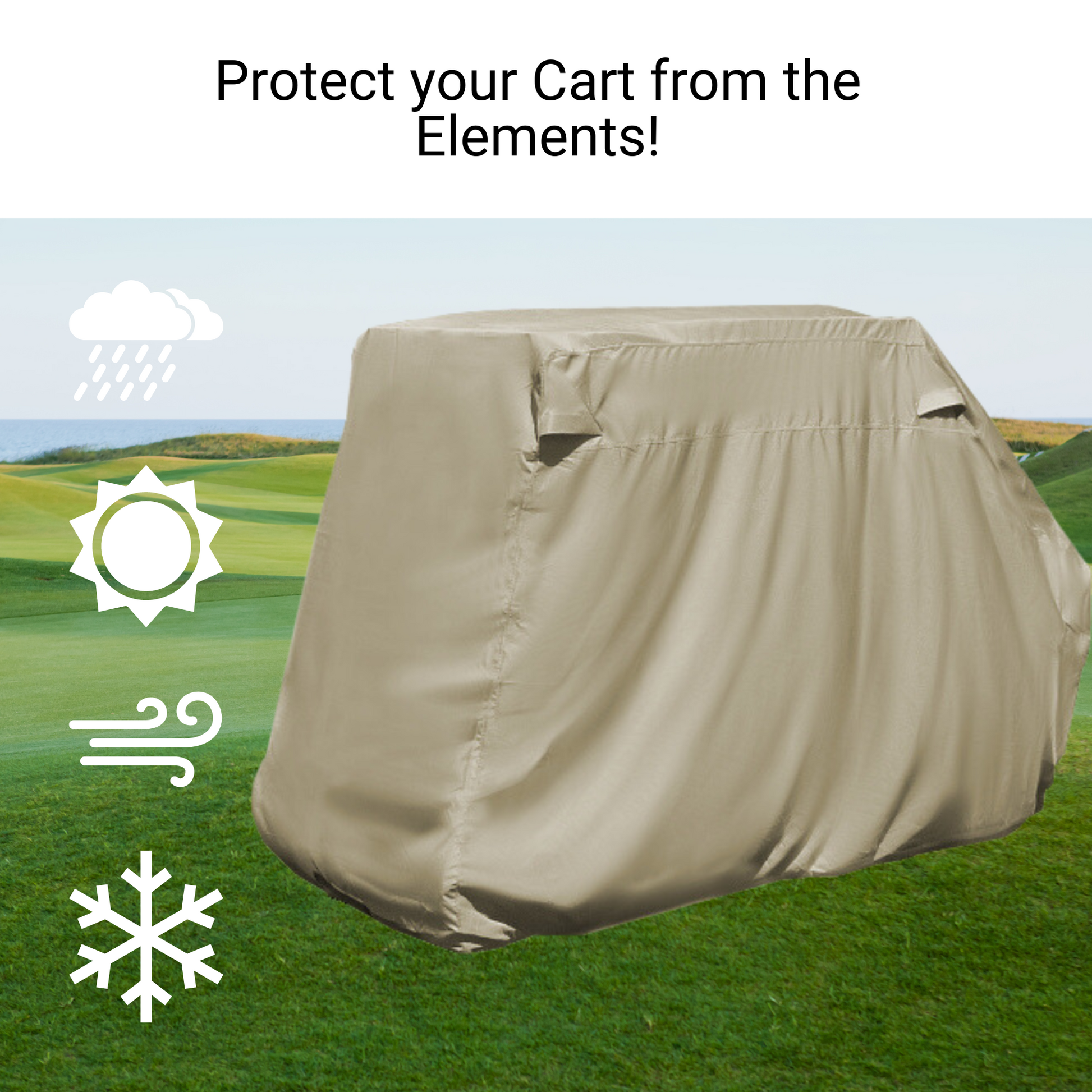 Golf Cart Storage Cover for EZGO, Club Car, Yamaha G (Short Roof, 58"L) - 4 Passenger - Taupe