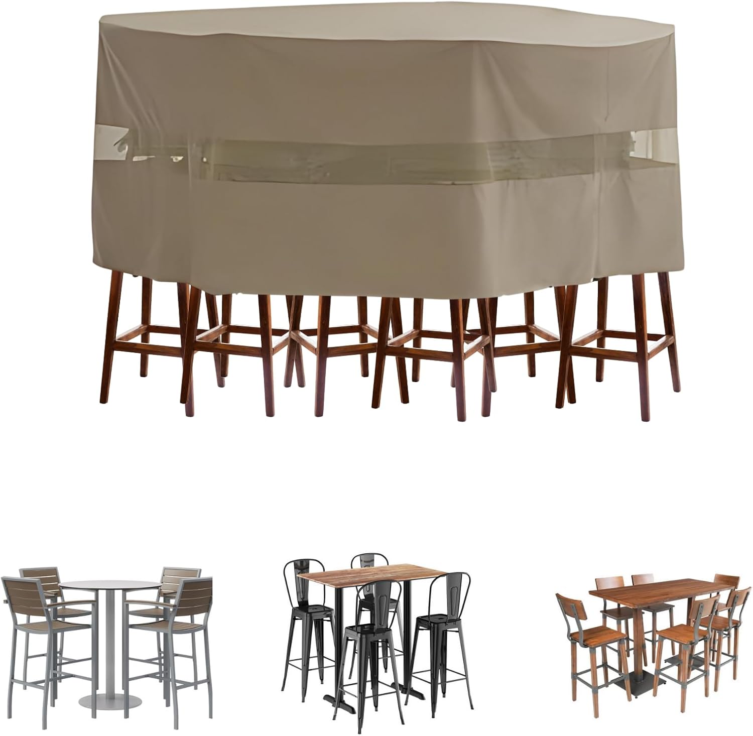 Premium Tight Weave 98" dia x 41"H Bar High Dining Set Cover