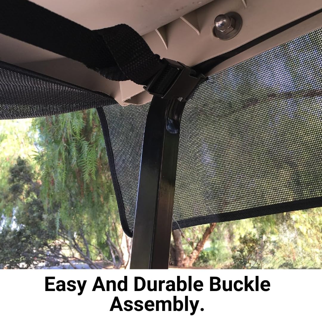 Golf Cart Sun Shade UV Mesh Roof Cover for EZGO, Club Car, Yamaha G - Black