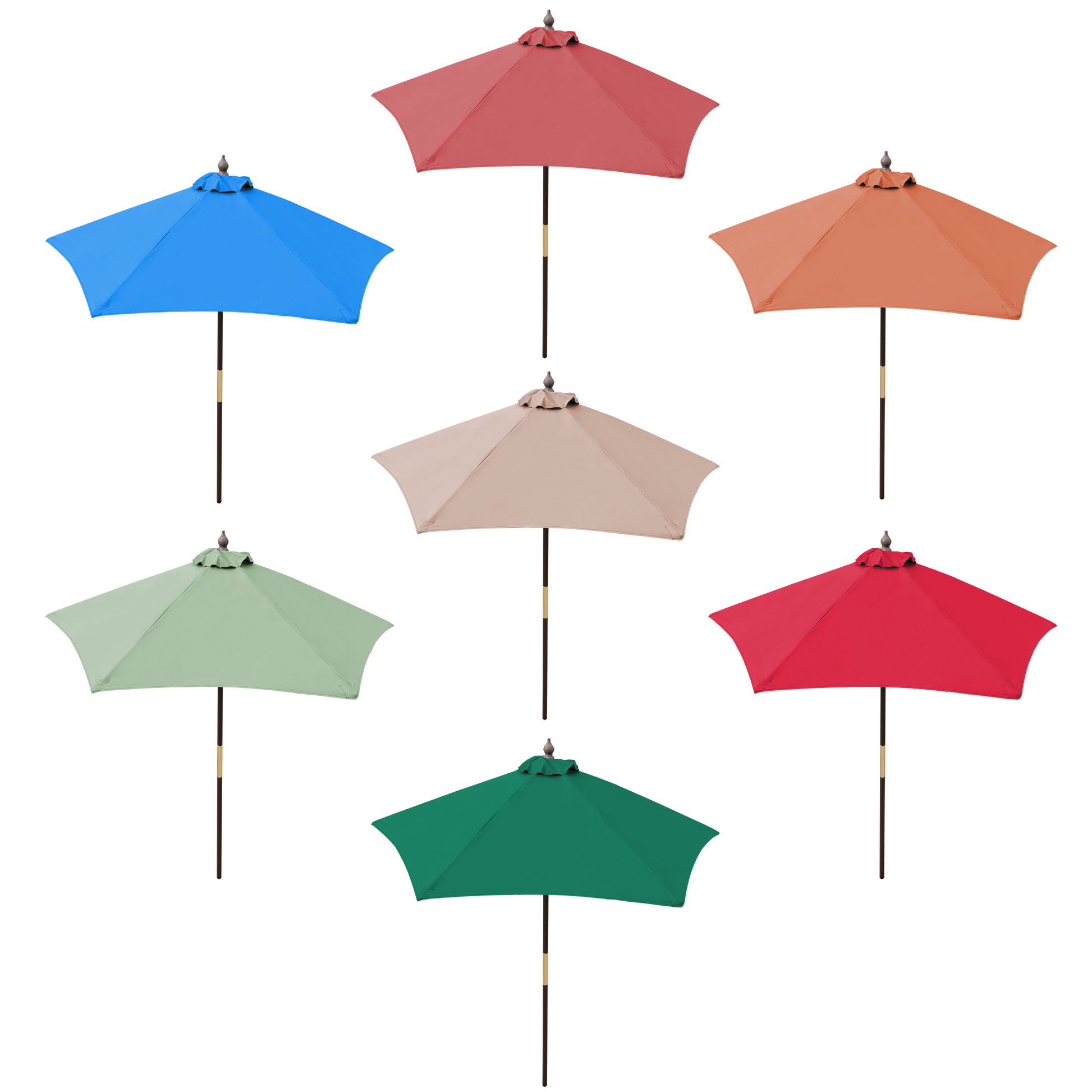 7ft Standard Wooden Market Patio Umbrella with Tilt Mechanism