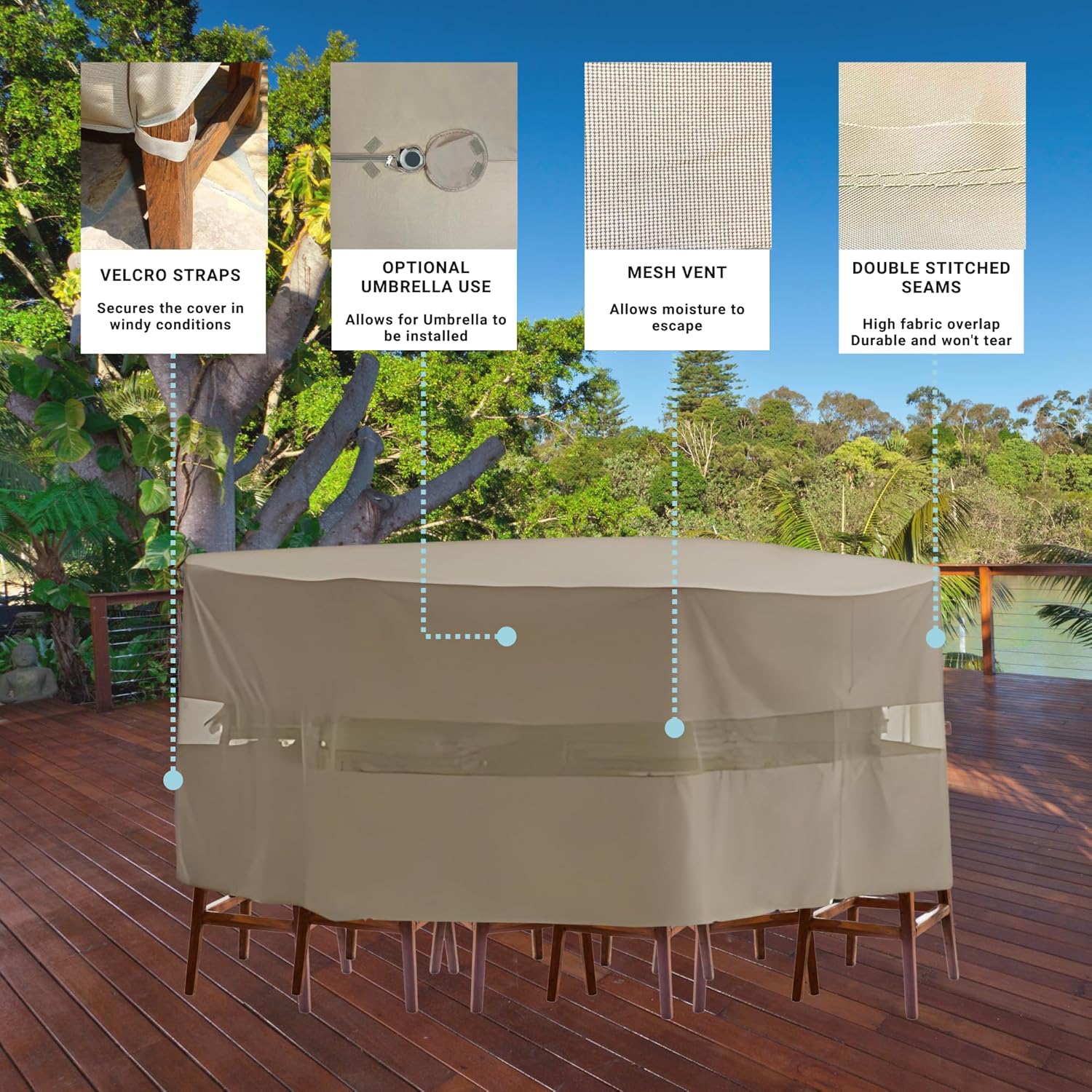 Premium Tight Weave 98" dia x 41"H Bar High Dining Set Cover