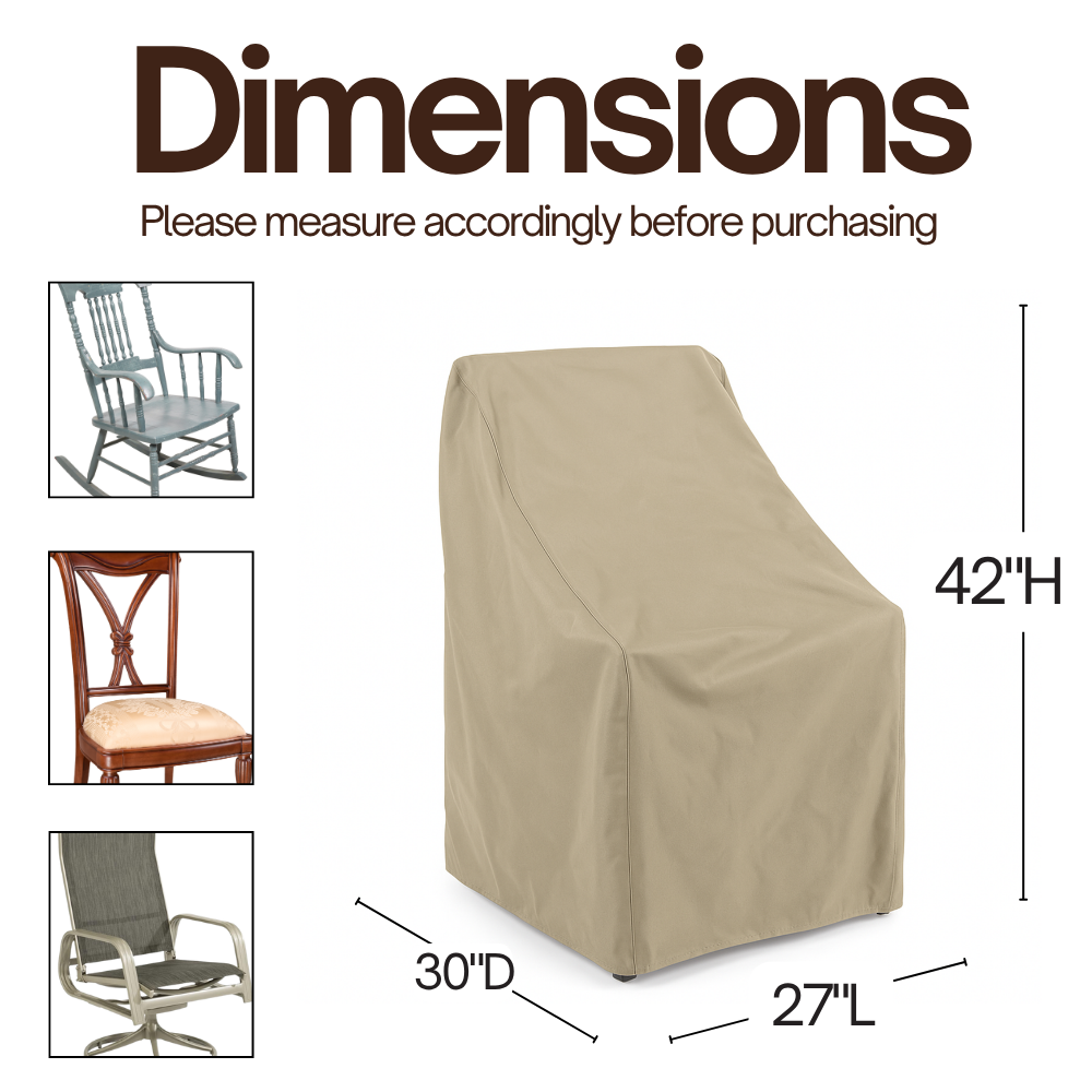 Premium Tight Weave High Back Dining Chair Cover 42" H