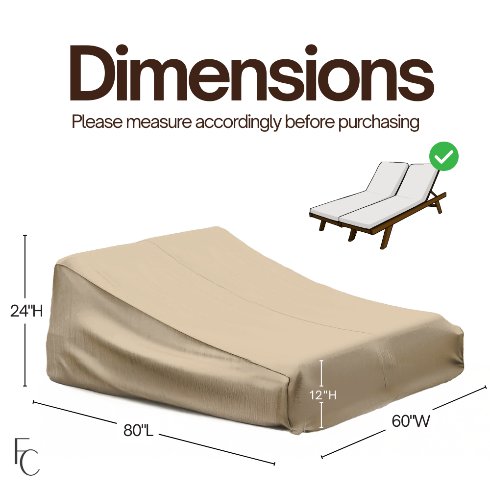 Double Chaise Cover all weather up to 84"L x 60"W x 24"H back