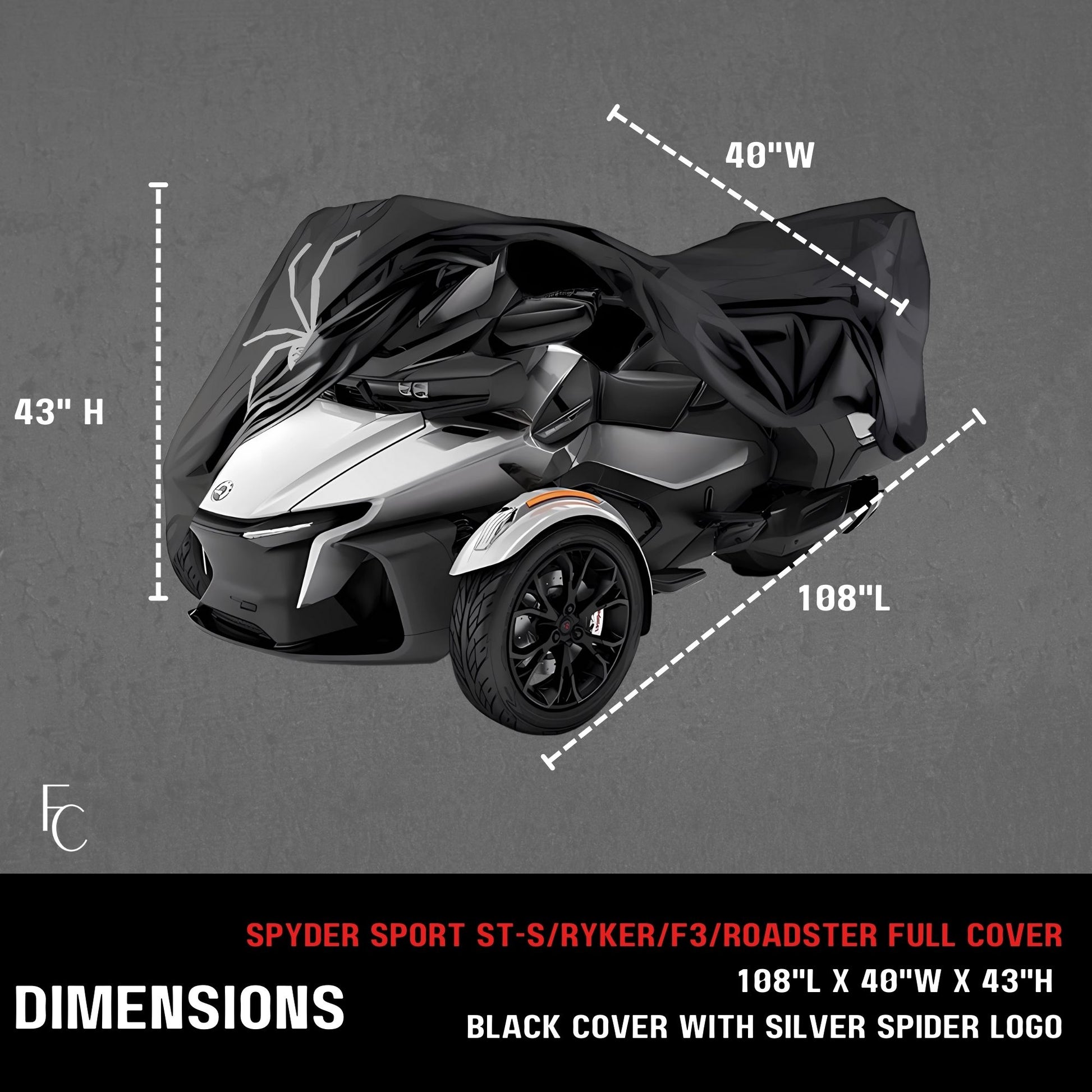 Can-Am Spyder de alta resistencia para interiores y exteriores - Cubierta completa, color negro