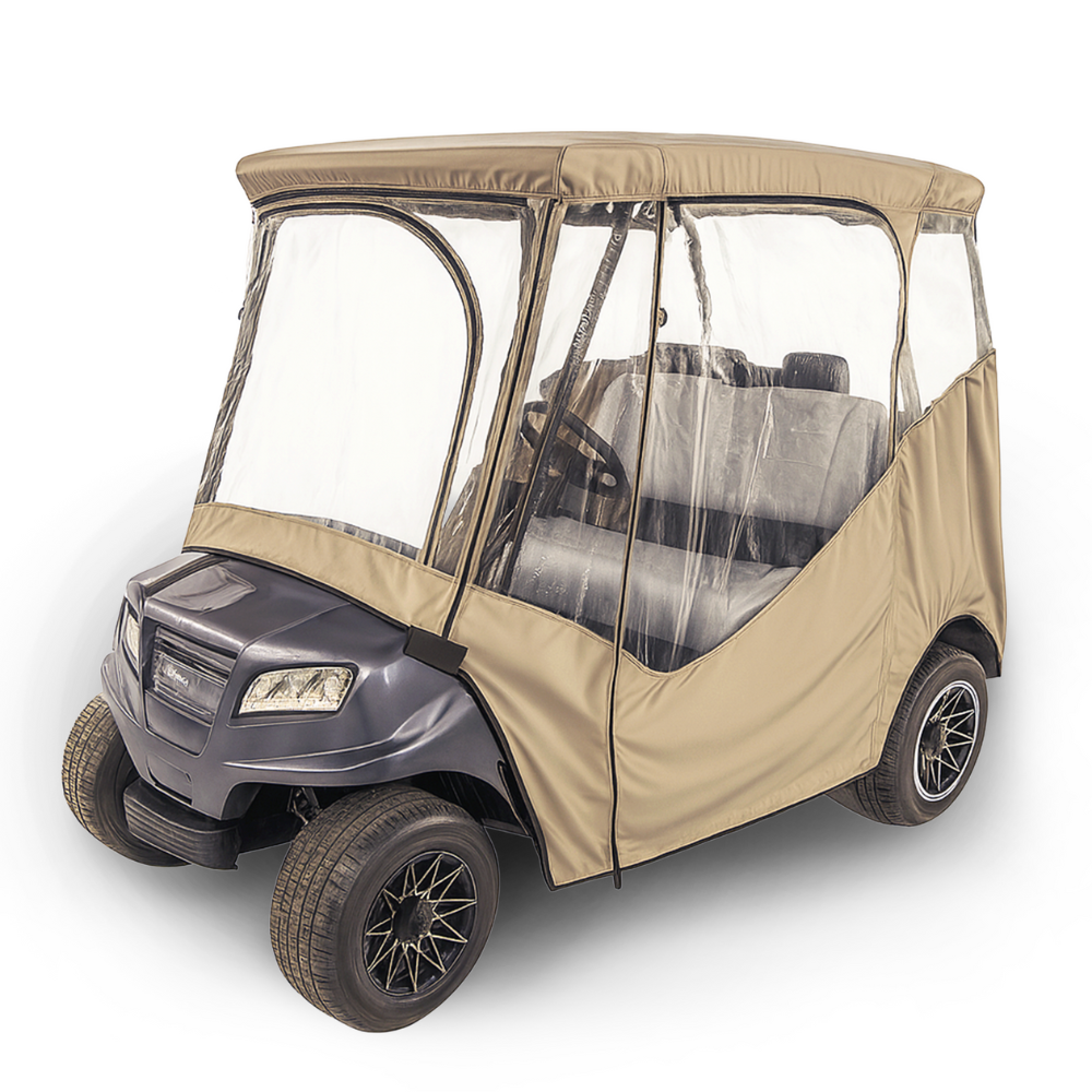 Golf Cart Driving Enclosure Cover for EZGO, Club Car, Yamaha G - Taupe