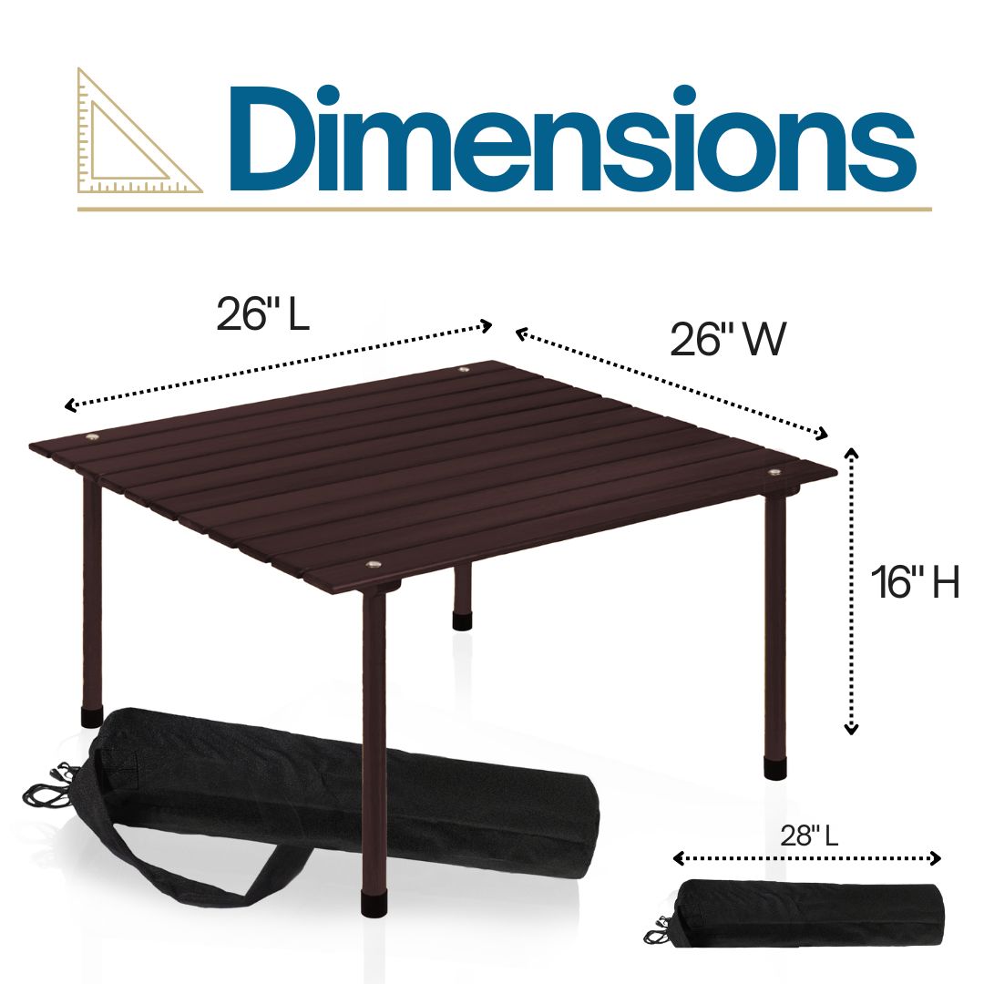 Outdoor Portable Wood Roll Up Table 26"L x 26"W x 16"H