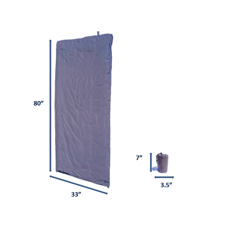 Forro para saco de dormir, rectangular, con cremallera, 80" de largo