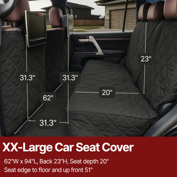 XXL Pet Seat Cover for Truck, Van, Large SUV, Trailer: 62"W x 94"L