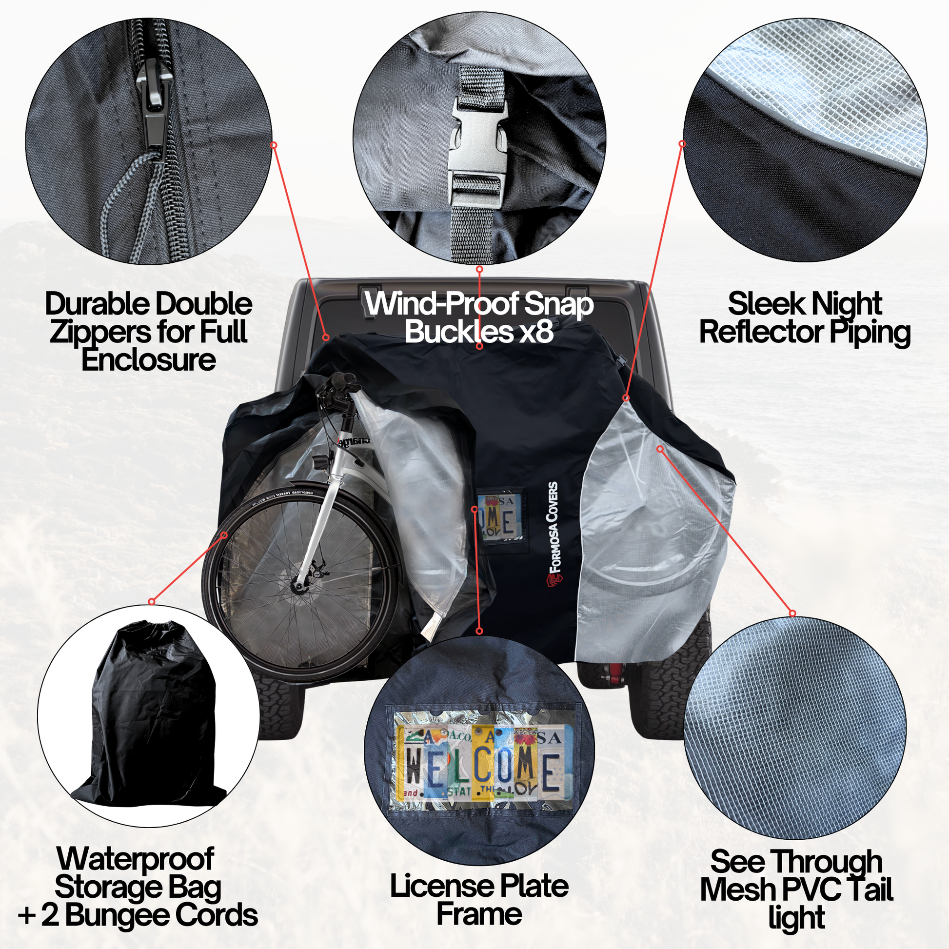 Quad Bike Rack Cover for Yakima Fullswing SwingDaddy, Thule Apex (4-Bike)