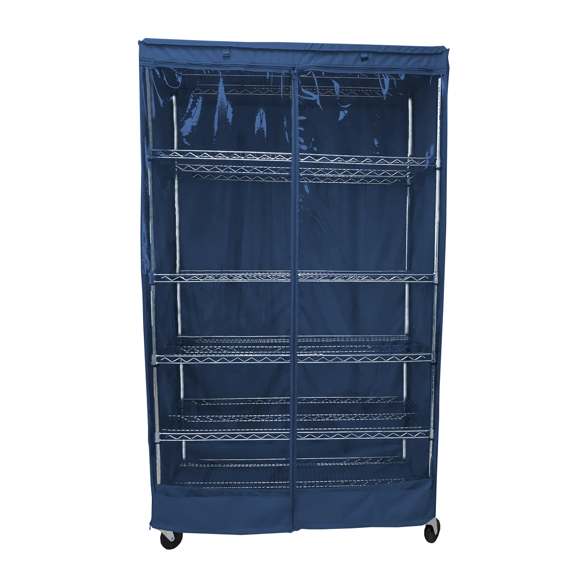 COVER for Wire Rack Shelving Storage Unit | See-Through & Dusty Blue | 30-72 inches