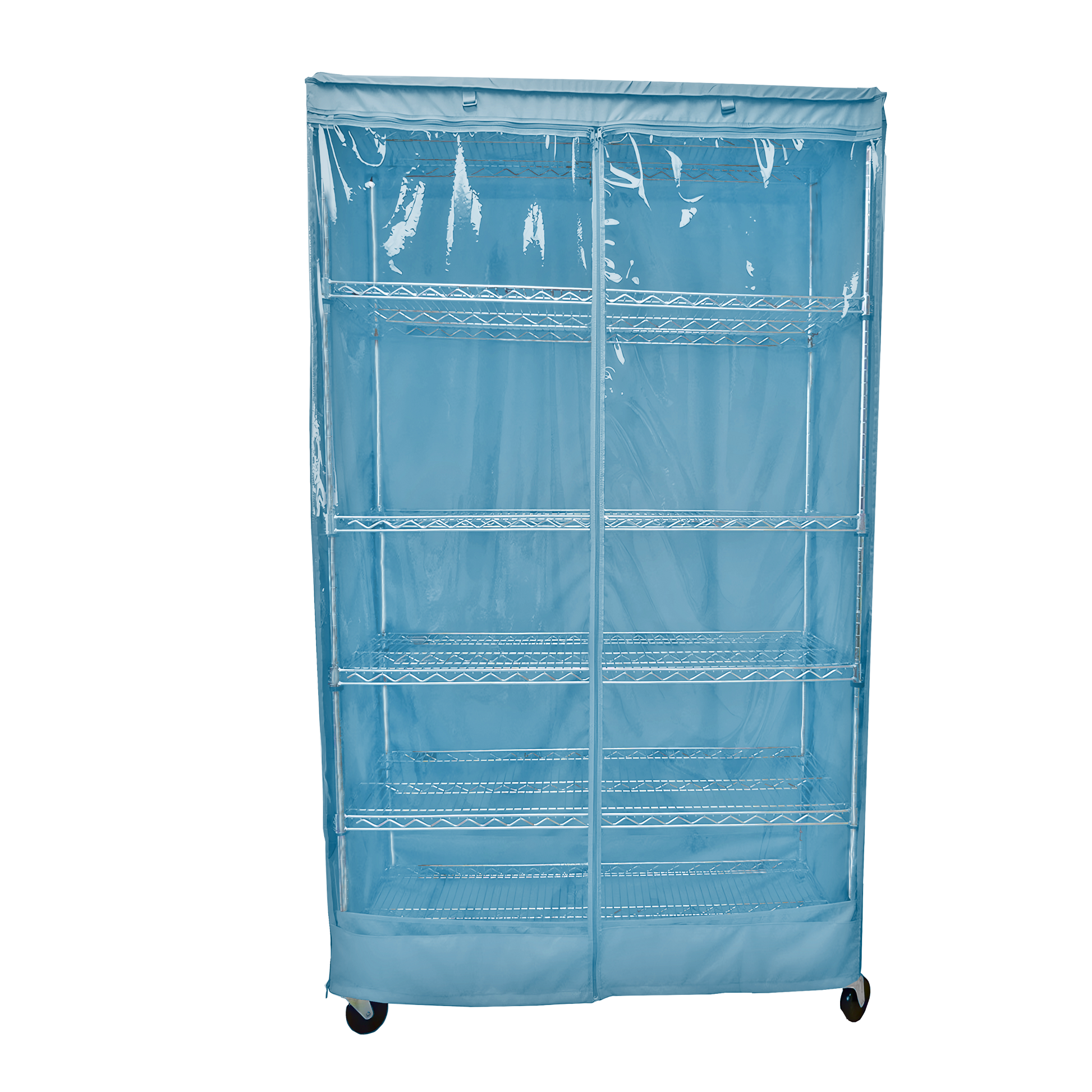 COVER for Wire Rack Shelving Storage Unit |  One-Side PVC Panel in Glacier Blue | 30-72 inches