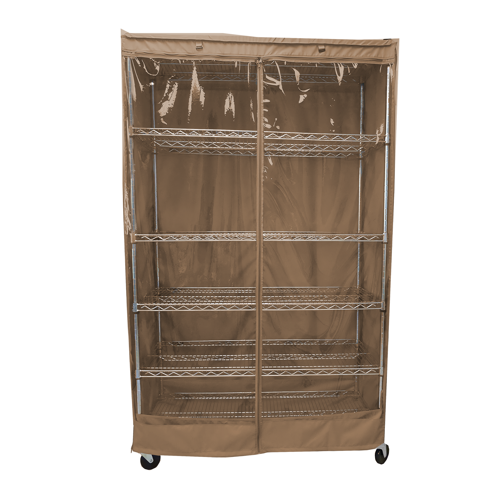 COVER for Wire Rack Shelving Storage Unit | One-Side PVC Panel in Beige Khaki | 30-72 inches