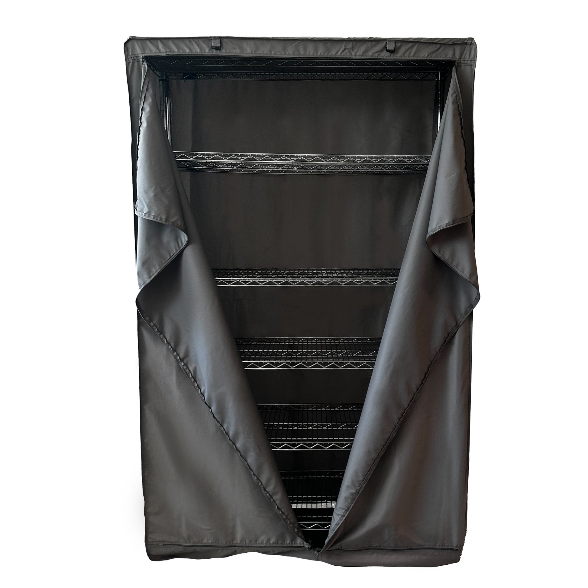 Storage Shelving Unit Enclosure, fits racks 48"W x 18"D x 76"H in Grey (With Wheels)