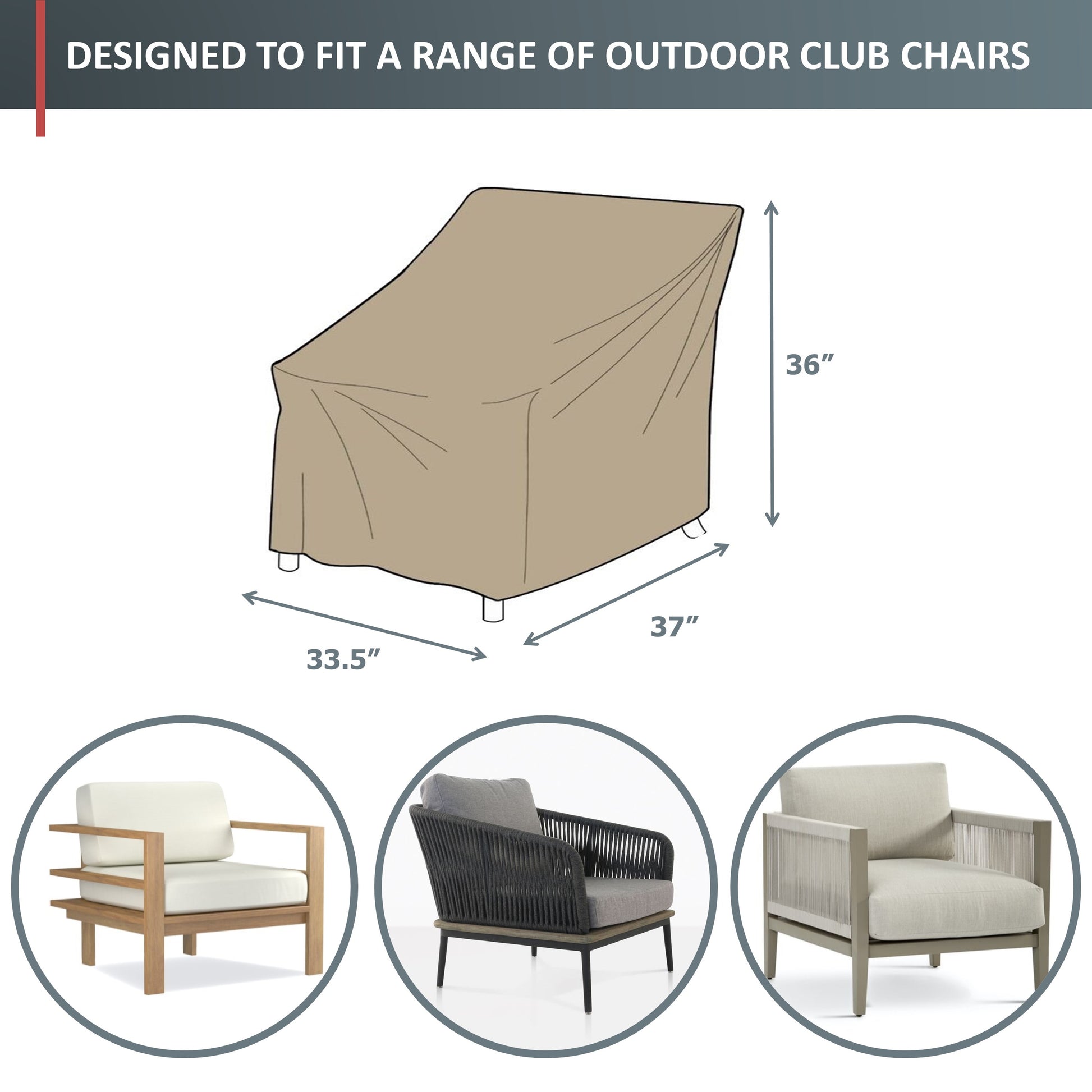 Patio Outdoor Club Chair Cover 33.5"W x 36"D x 37"H