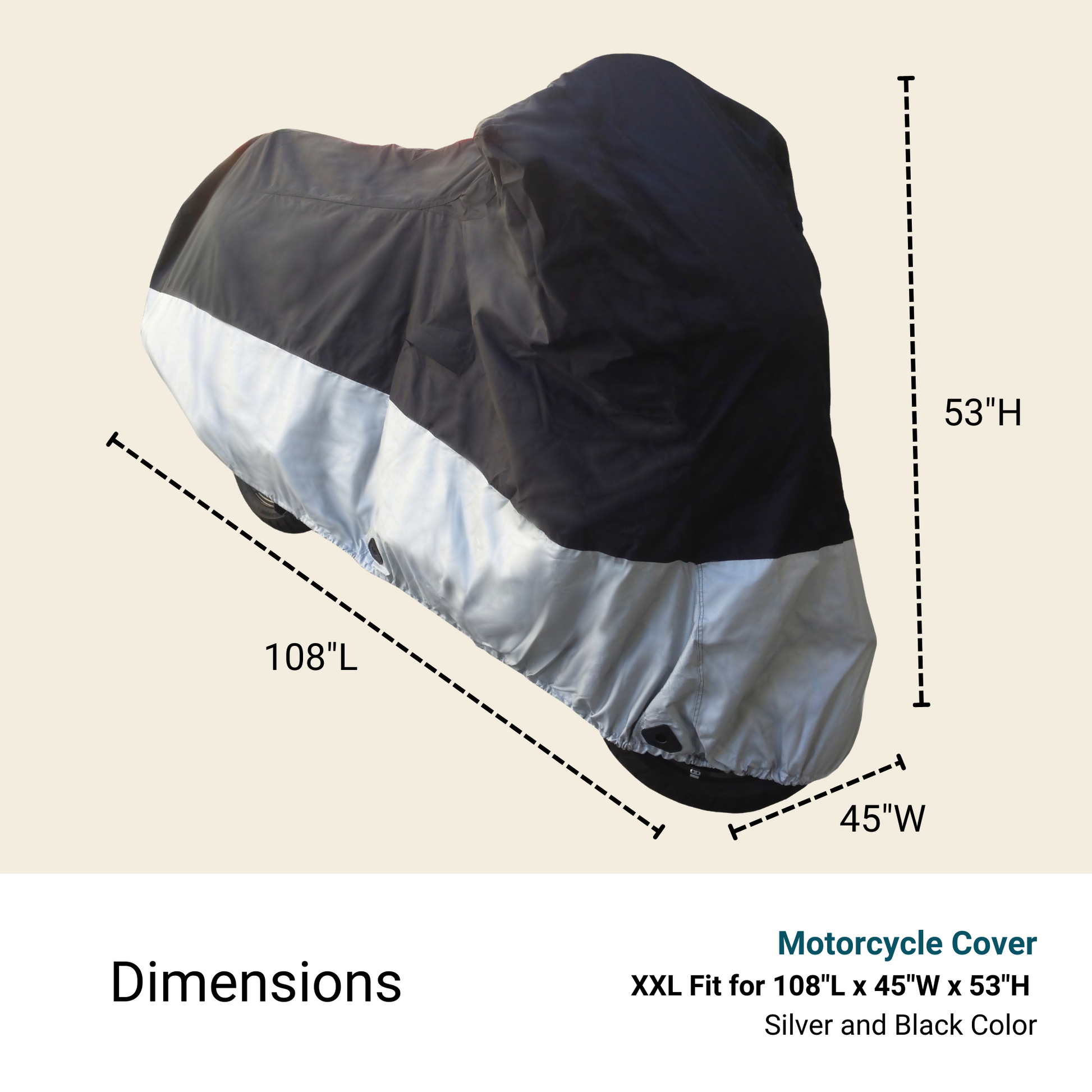 Deluxe Light Weight Motorcycle Cover - Fits up to 108"L (XXL)