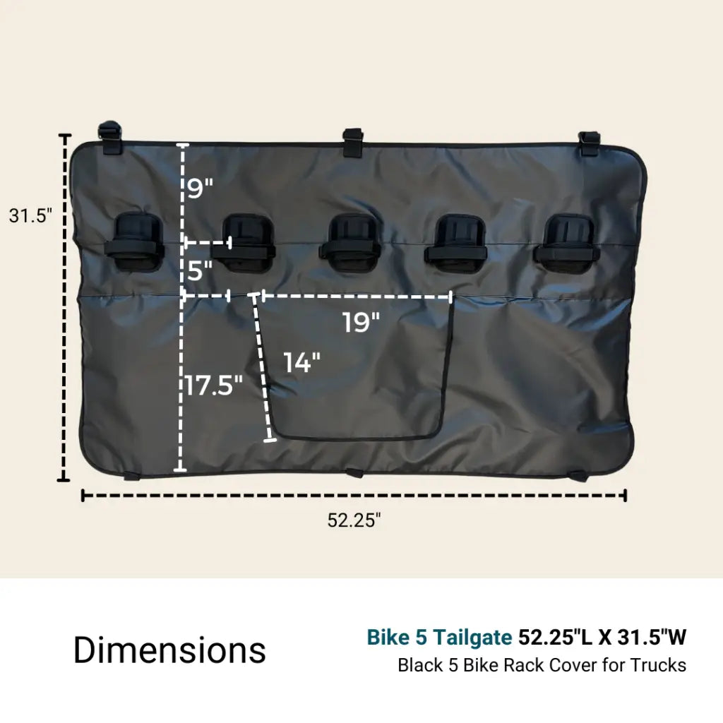Almohadilla para portón trasero de 5 bicicletas para caja de camioneta (132 cm de largo x 80 cm de ancho)