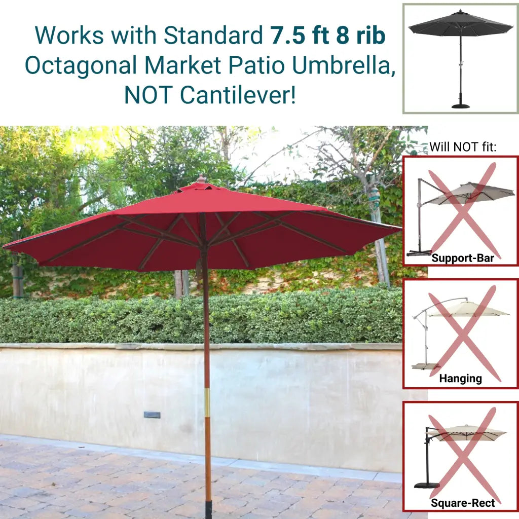 7.5 ft Market Patio Umbrella 6 Rib Replacement Canopy Red