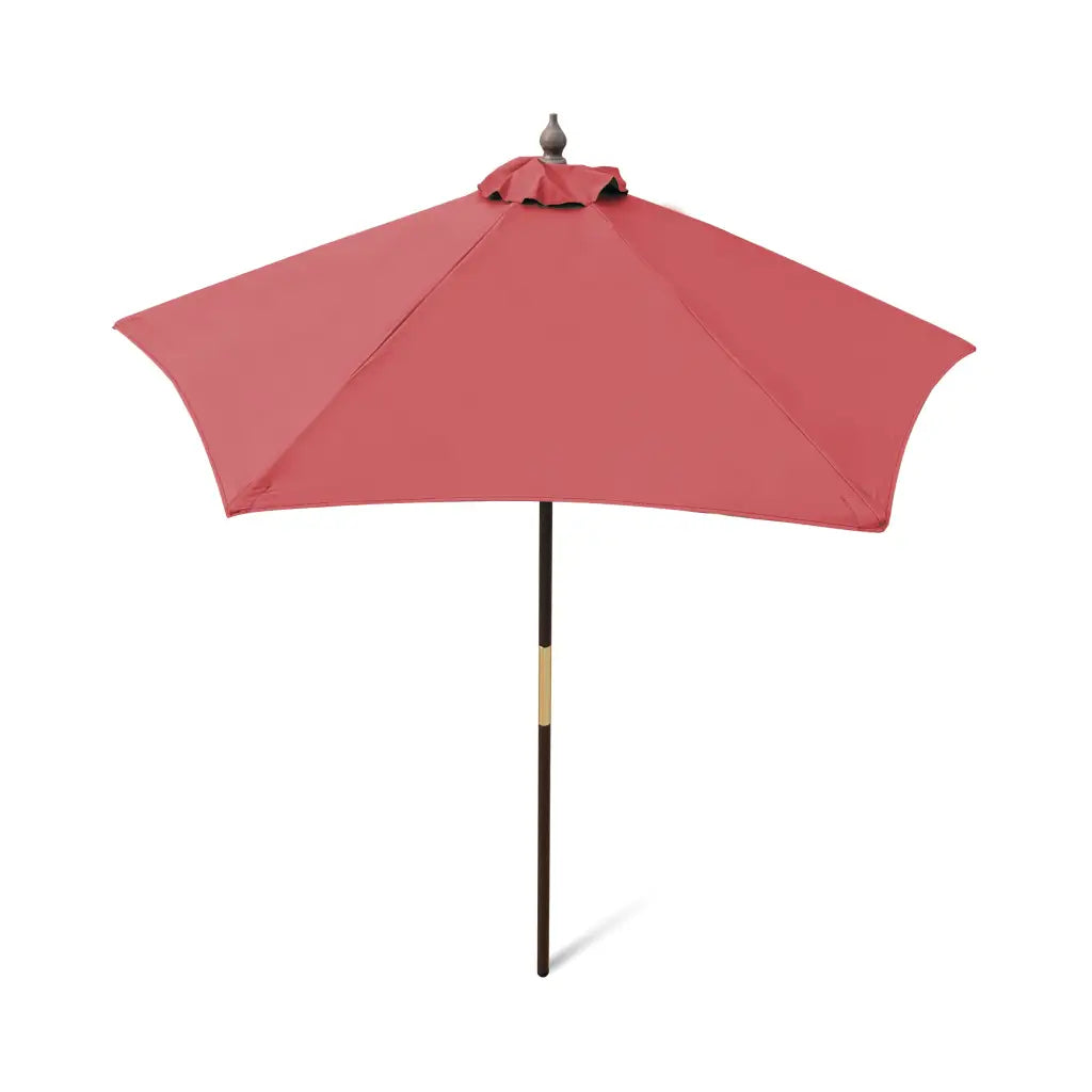 7ft Wooden Patio Garden Market Umbrella with Tilt Mechanism Brick Red.