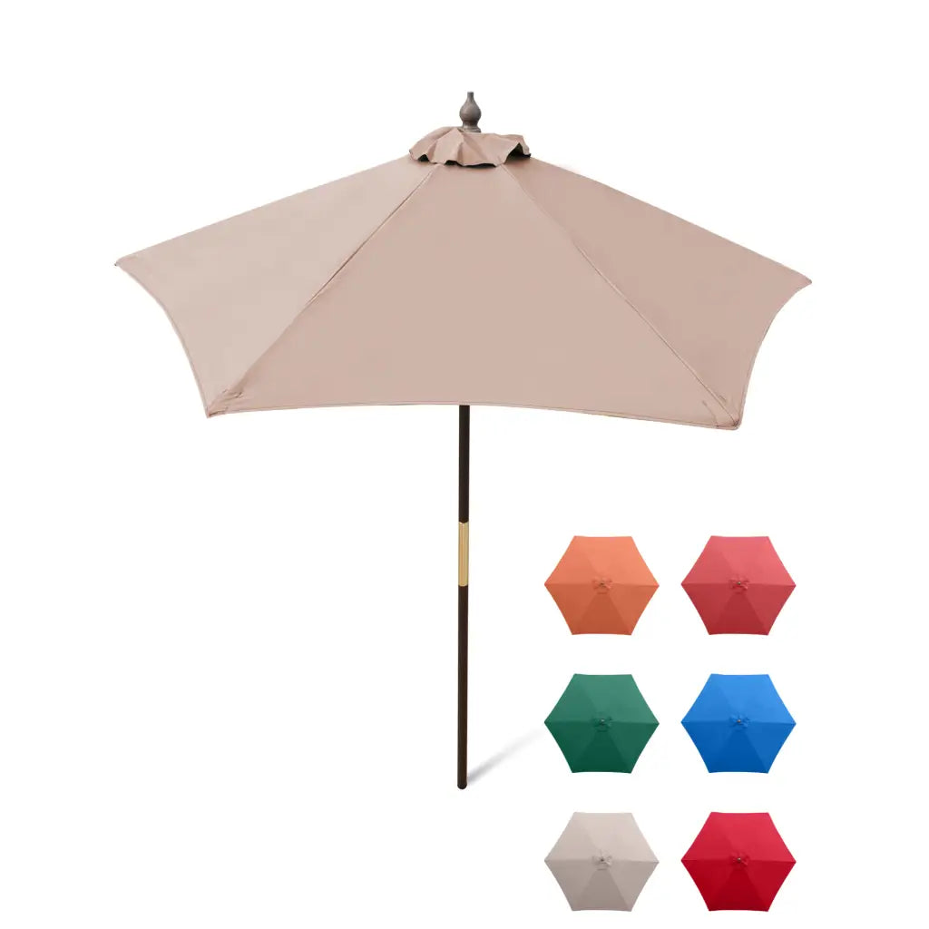 7ft Wooden Patio Garden Market Umbrella with Tilt Mechanism Sage Green.
