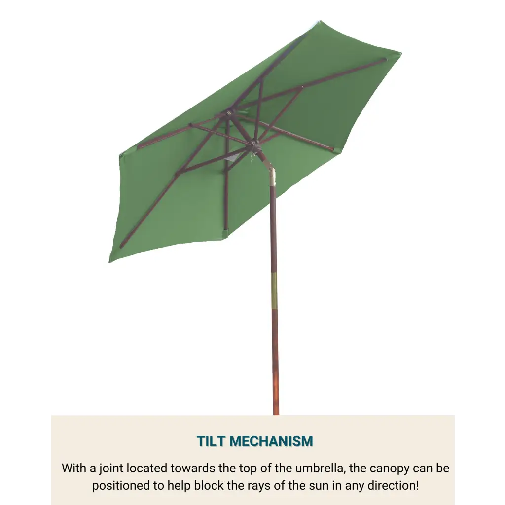 7ft Wooden Patio Garden Market Umbrella with Tilt Mechanism Sage Green.