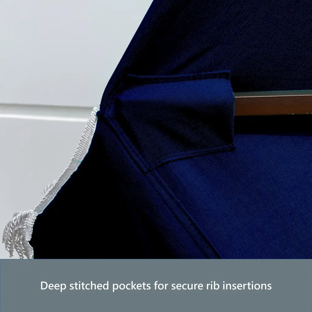 9ft 8 Ribs Replacement Umbrella Canopy w/Fringed Valance in Navy (Canopy Only).