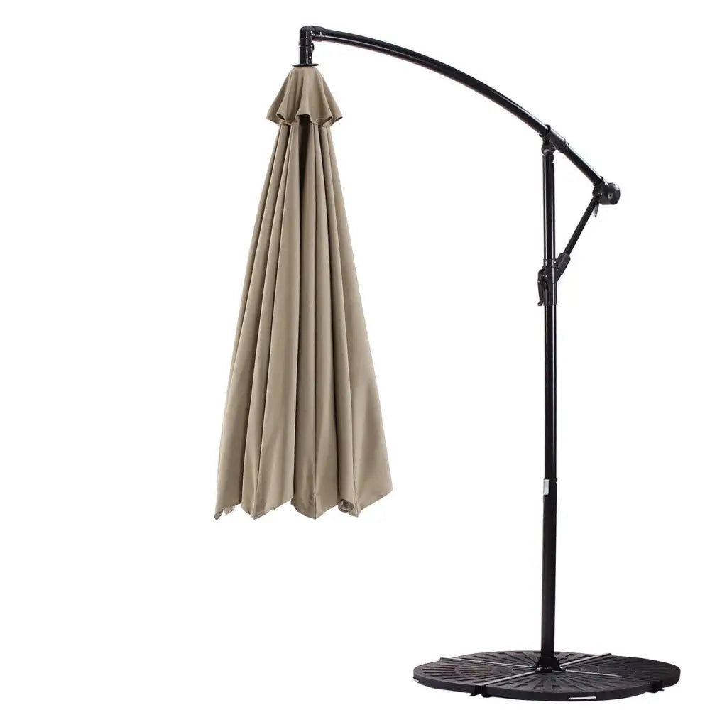 Taupe 9ft 8-Rib Cantilever Hanging Umbrella Canopy – Covered Living