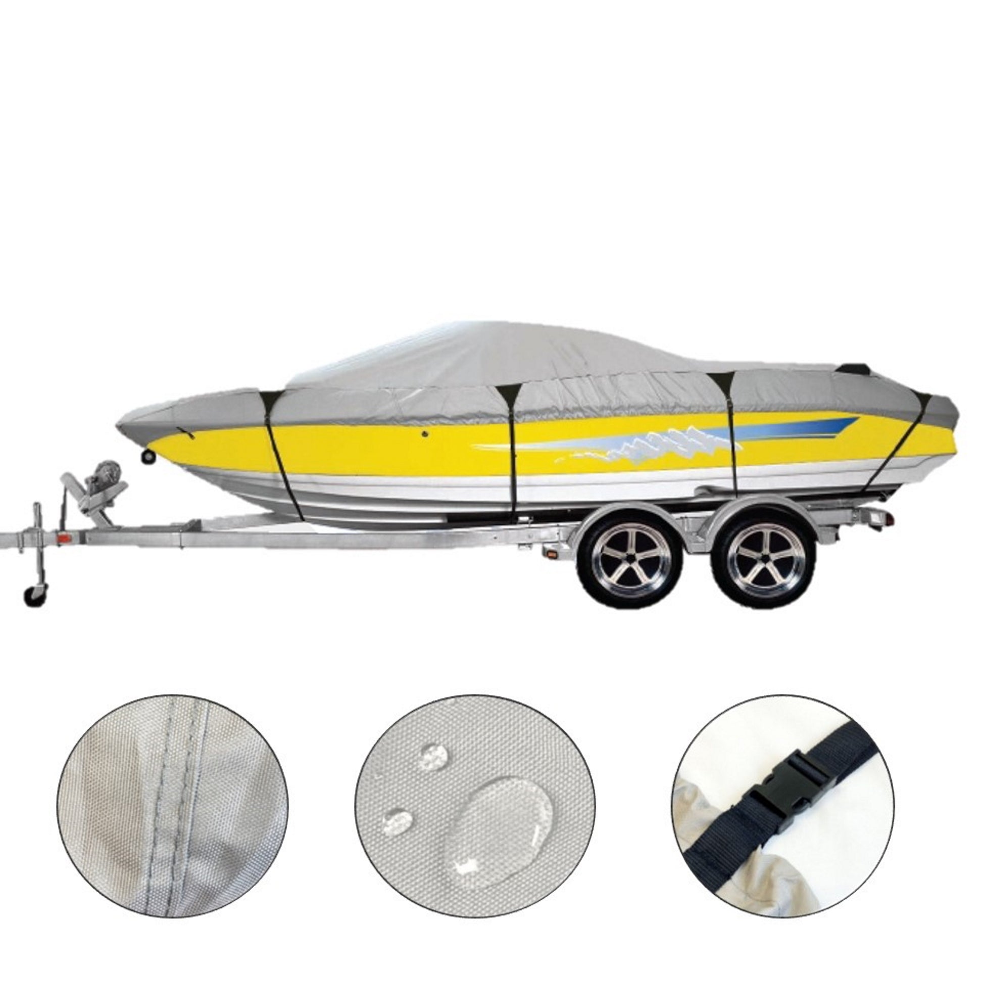 Premium 600 Denier Boat Cover Heavy Duty Protection for Trailer Travel & Storage, Fits Boats 16 - 22ft