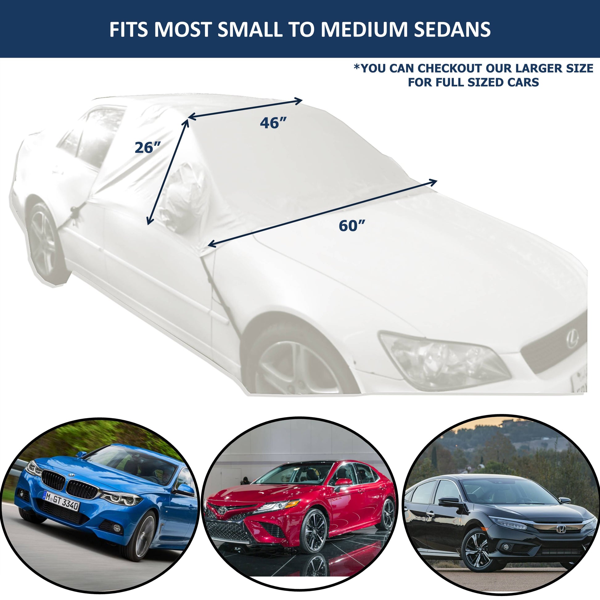 Magnetic Car Snow and Windshield Sun Shade Half Top Cover