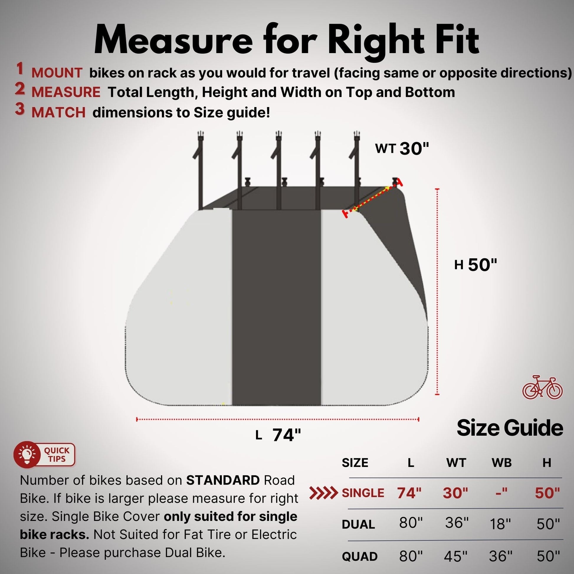 Lightweight Quad Bike Rack Cover For Transport (Fits 3-4 Bikes) Extra Large Translucent Ends