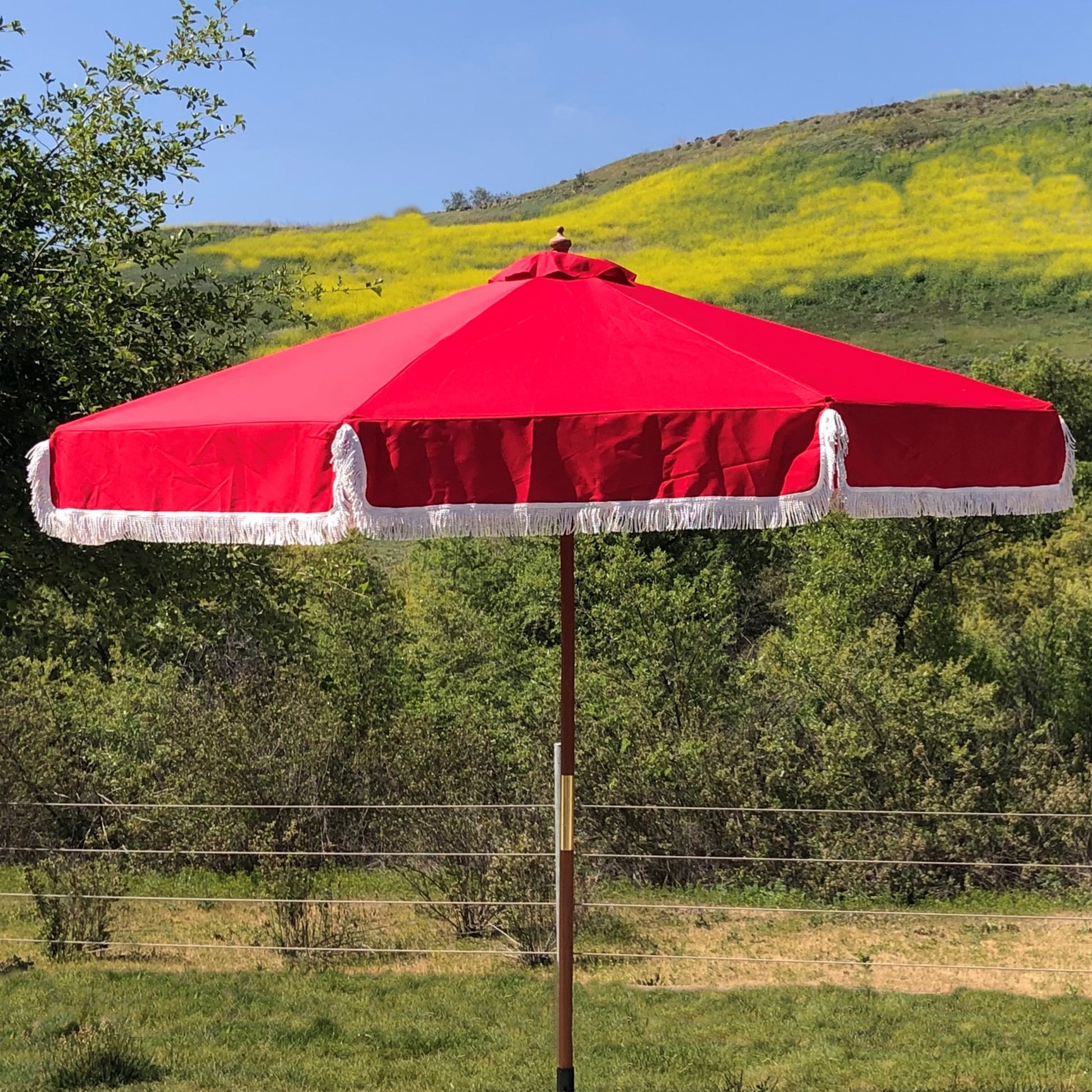 9ft Market Patio Umbrella 8 Rib Replacement Canopy w/ Fringe Valance