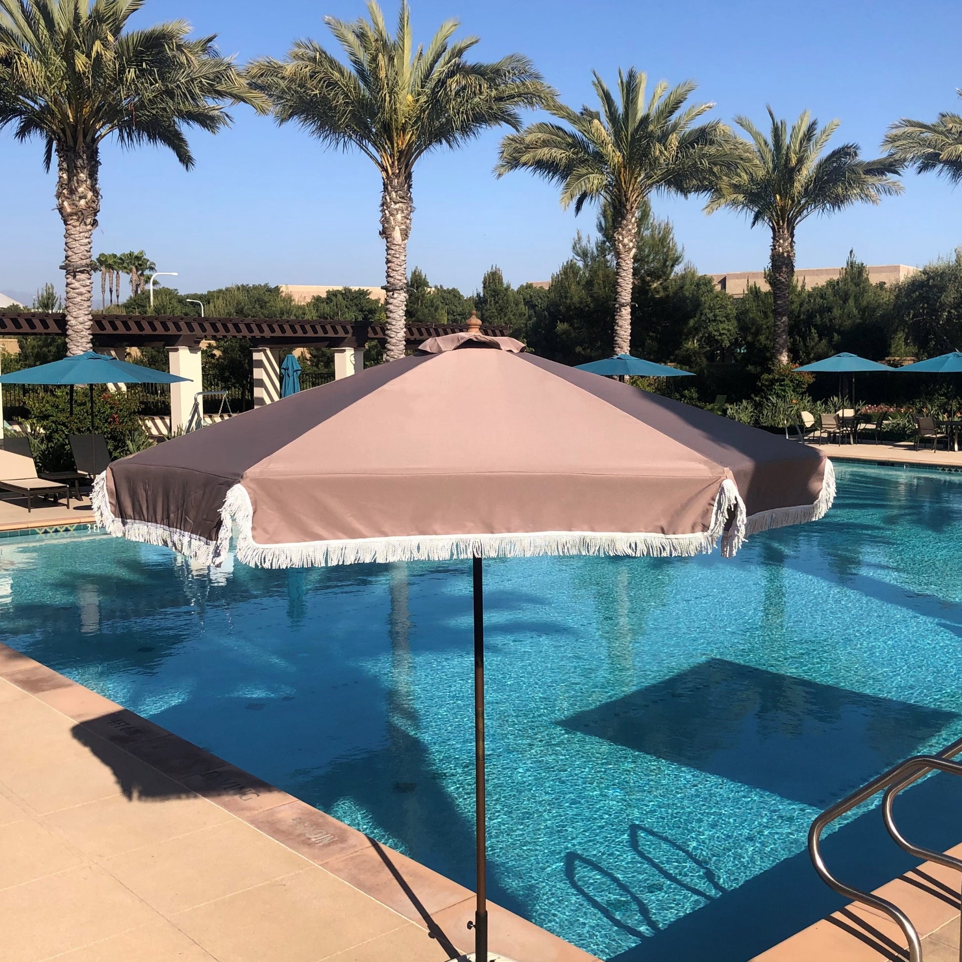9ft Market Patio Umbrella 8 Rib Replacement Canopy w/ Fringe Valance