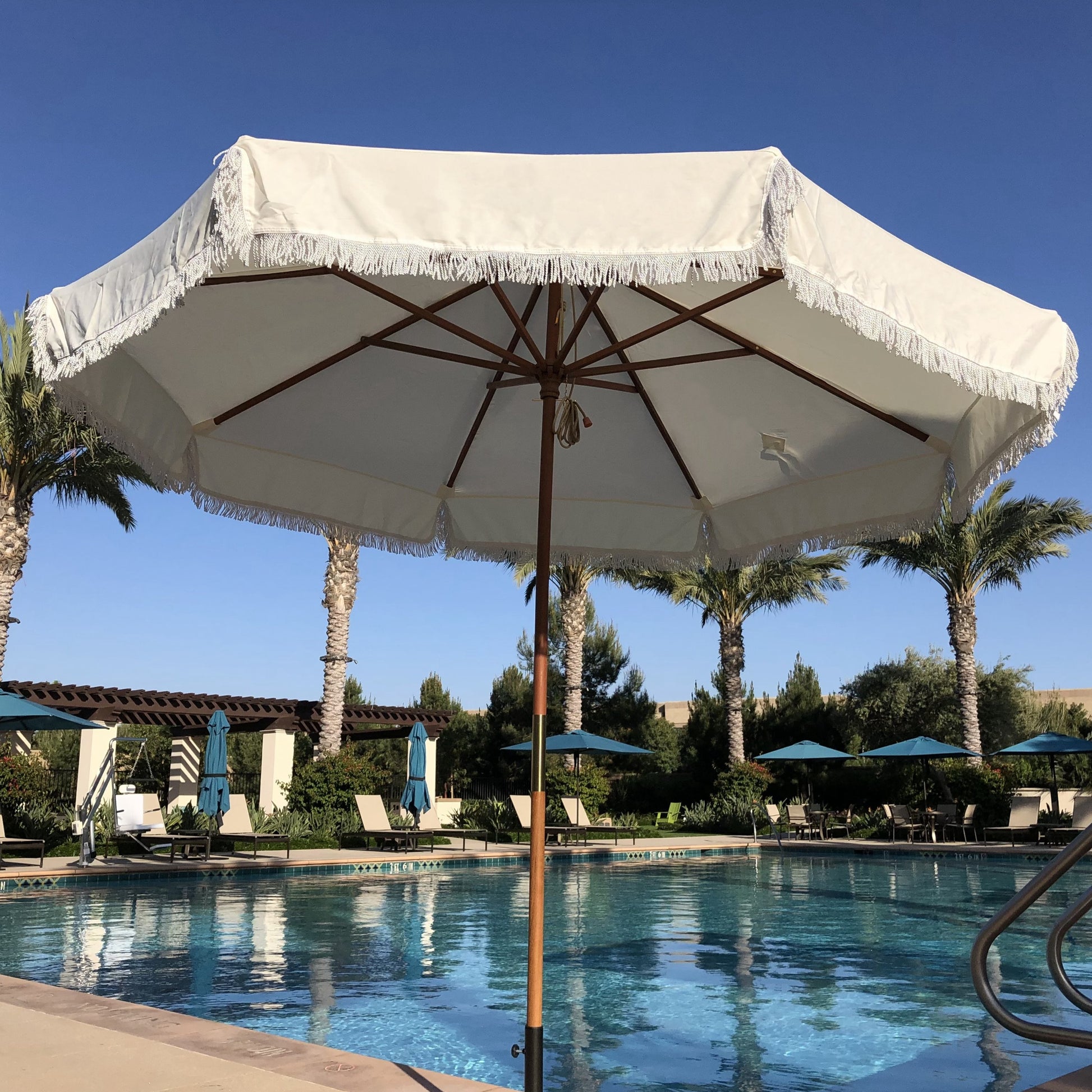 9ft Market Patio Umbrella 8 Rib Replacement Canopy w/ Fringe Valance