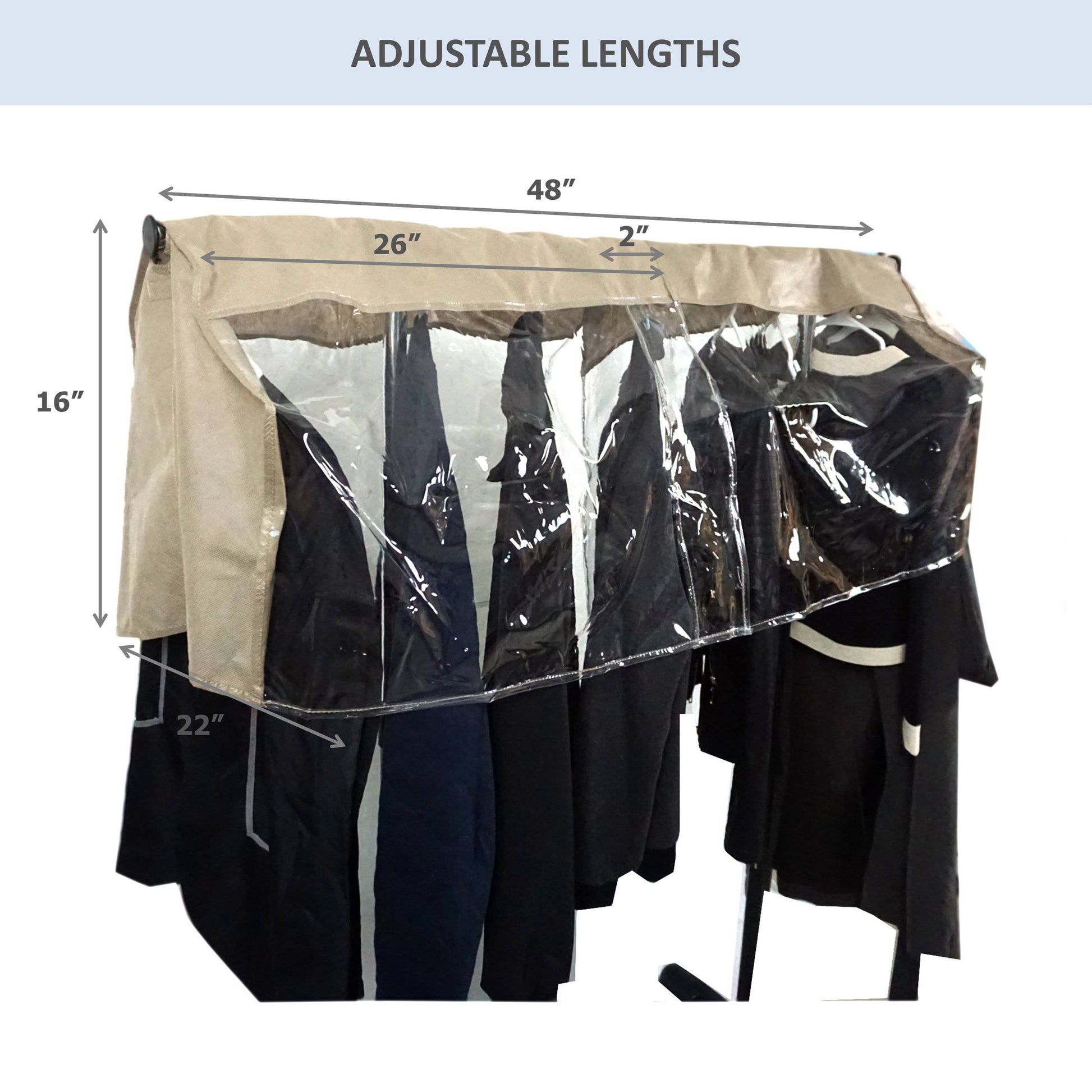 Adjustable Closet Rod and Portable Clothing Rack Shoulder Garment Dust Cover