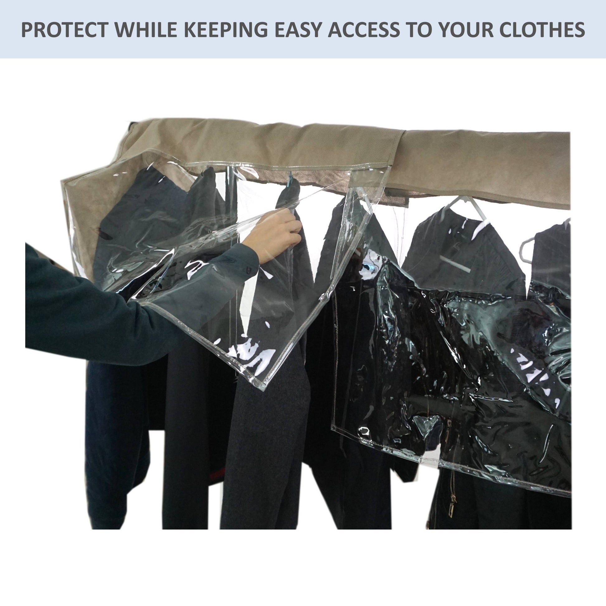 Adjustable Closet Rod and Portable Clothing Rack Shoulder Garment Dust Cover