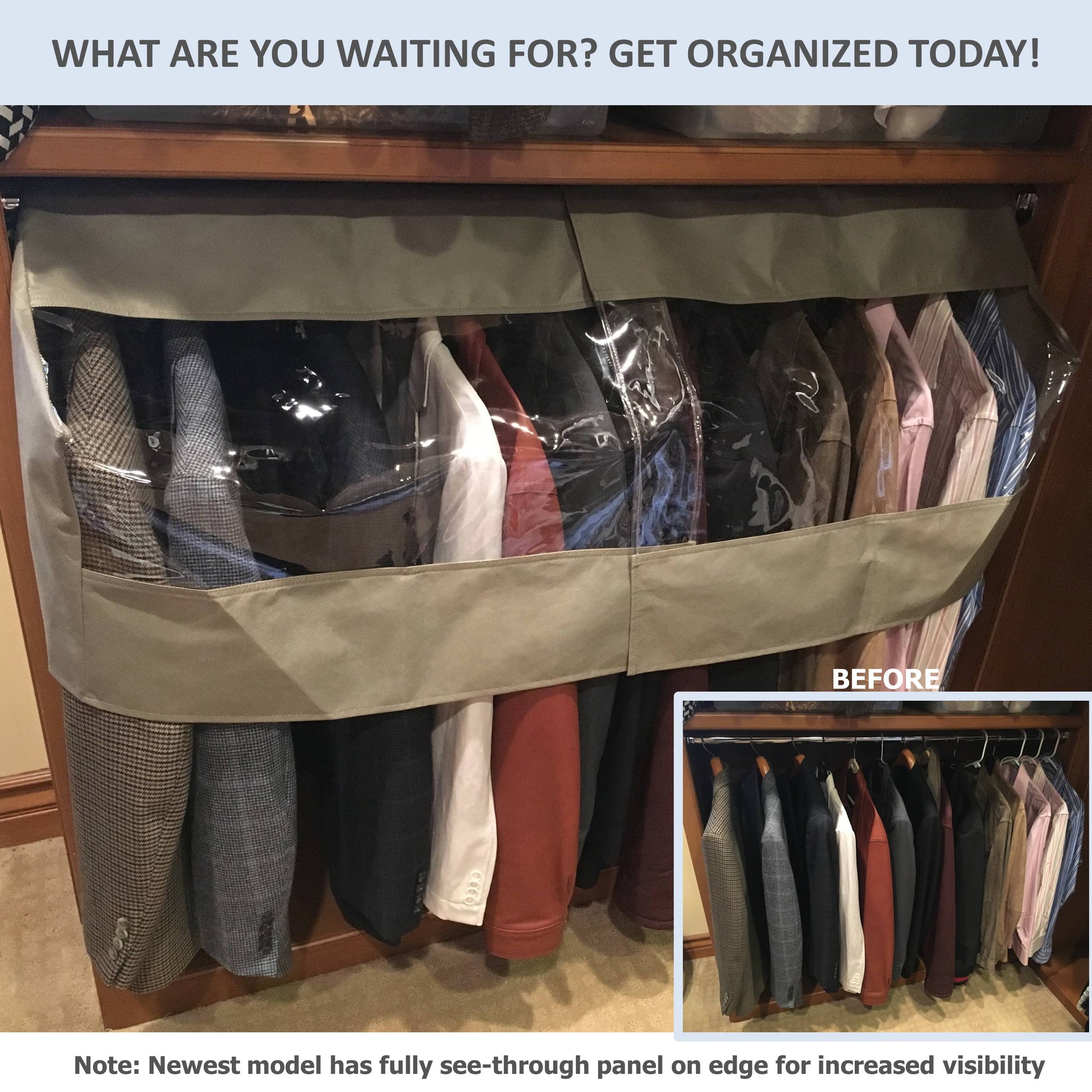 Adjustable Closet Rod and Portable Clothing Rack Shoulder Garment Dust Cover