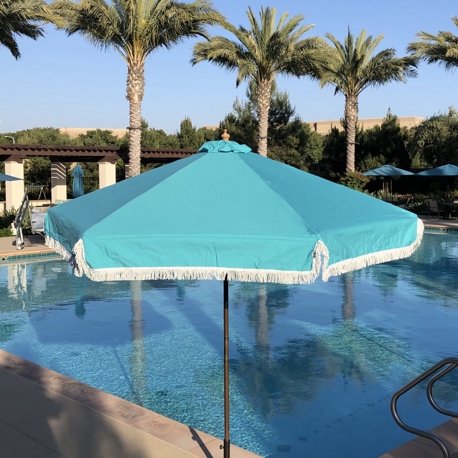 9ft Market Patio Umbrella 6 Rib Replacement Canopy w/ Fringe Valance