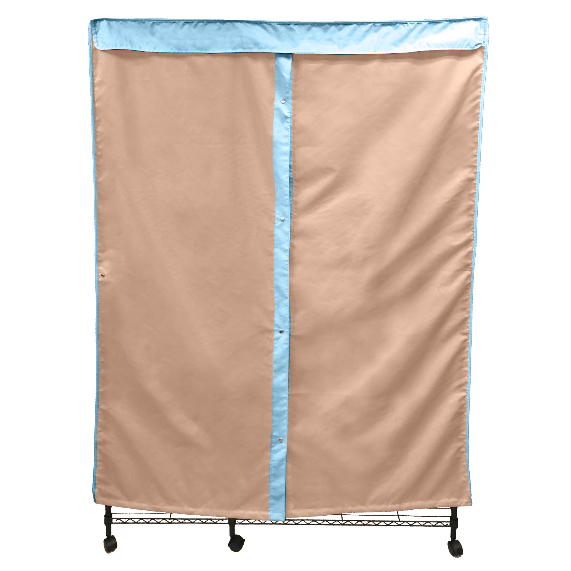 Portable Garment Rack Cover 48"W x 18"D x 75"H Khaki with Blue Trim