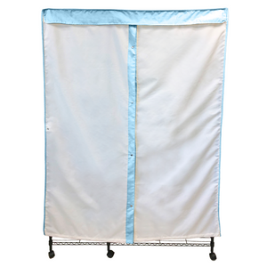 Portable Garment Rack Cover 48"W x 18"D x 75"H Off-White with Blue Trim