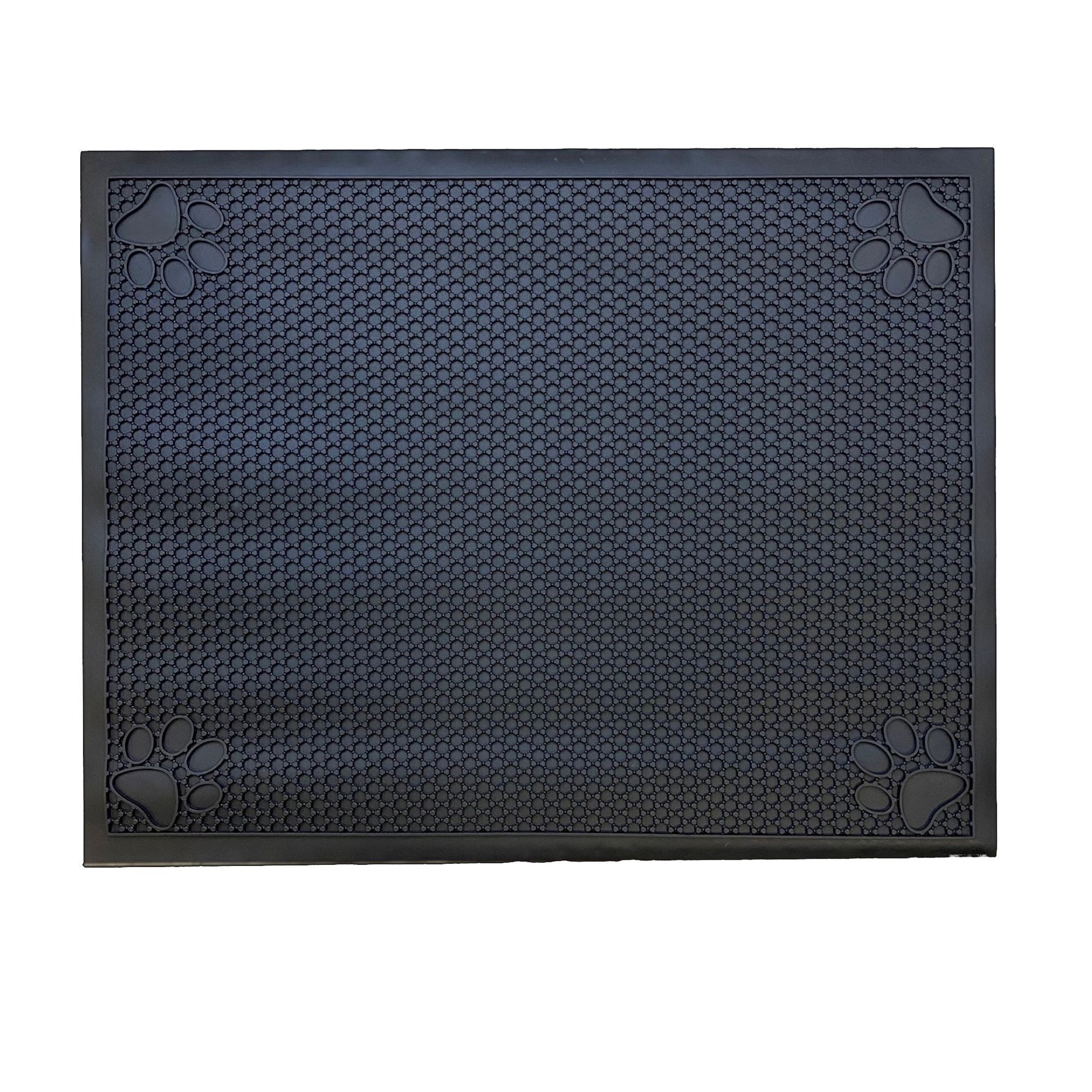 Alfombrilla antideslizante impermeable para comedero de mascotas, para bebedero o comida, tamaño grande (58 cm de largo x 91 cm de ancho), disponible en 3 colores (negro azabache, gris pizarra y café con leche).
