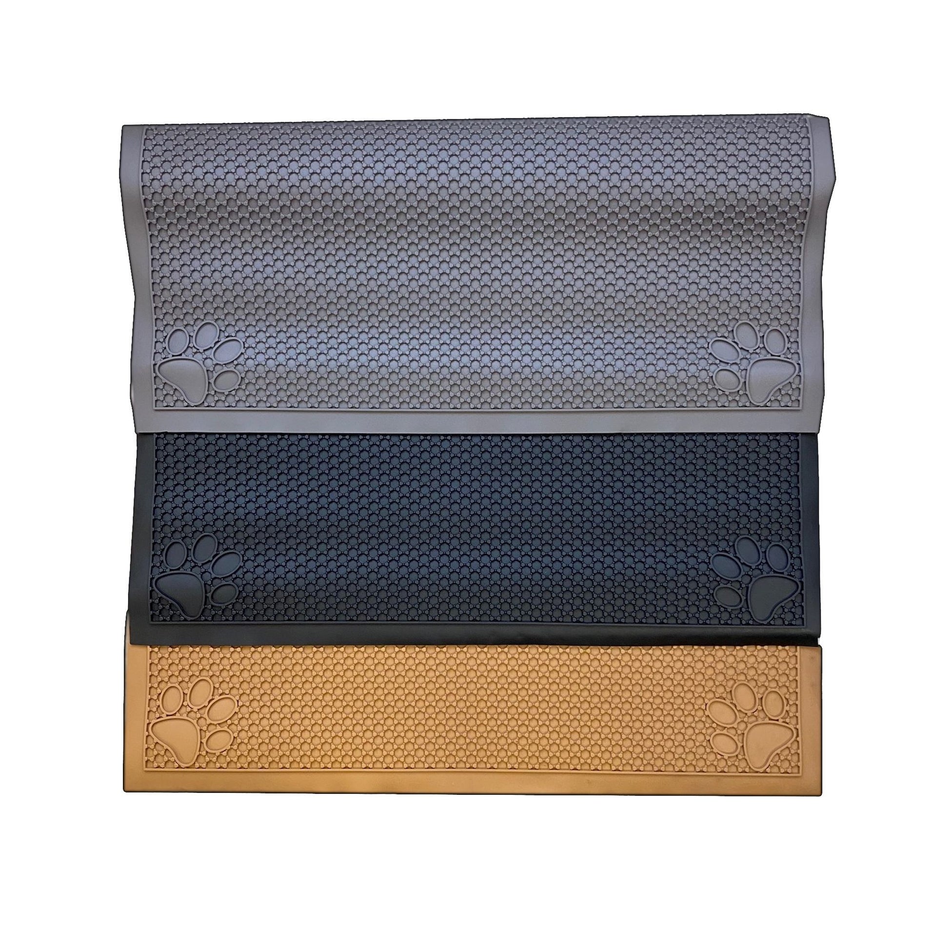 Pet Feeding Non-Slip Mat Waterproof For Water or Food Bowl Large 23"L x 36"W in 3 Colors (Jet Black, Slate Grey, Latte)