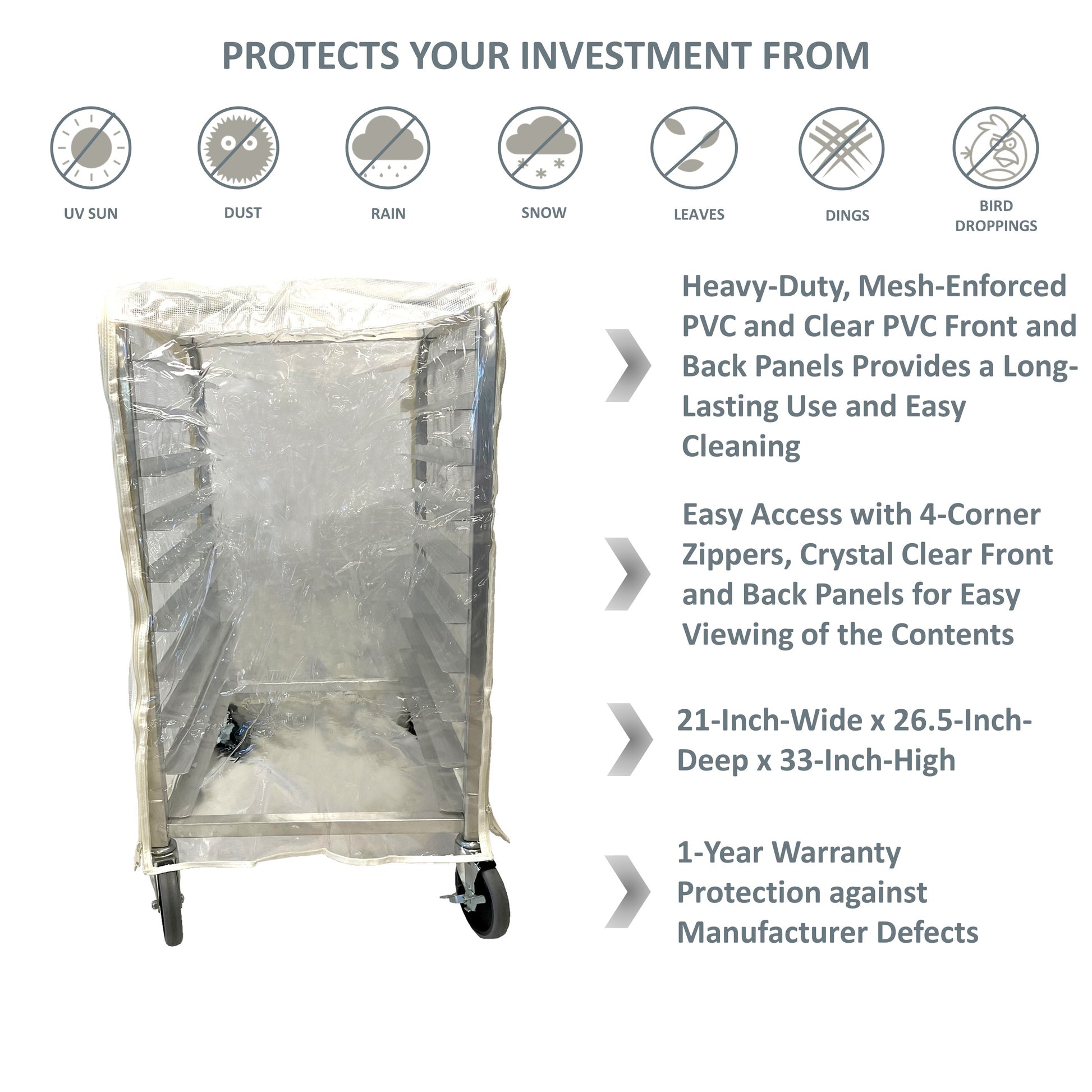 Bun Rack Cover, 21"W x 26.5"D x 33"H