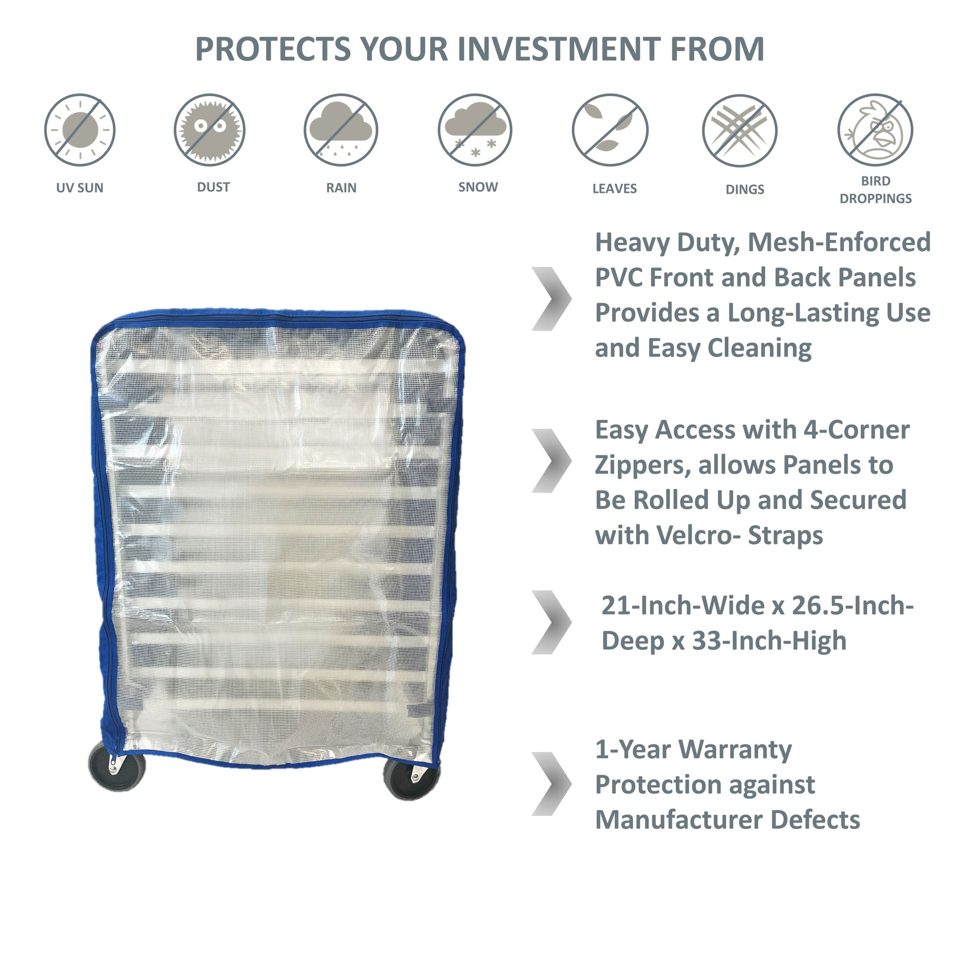 Bun Rack Cover, 21"W x 26.5"D x 33"H