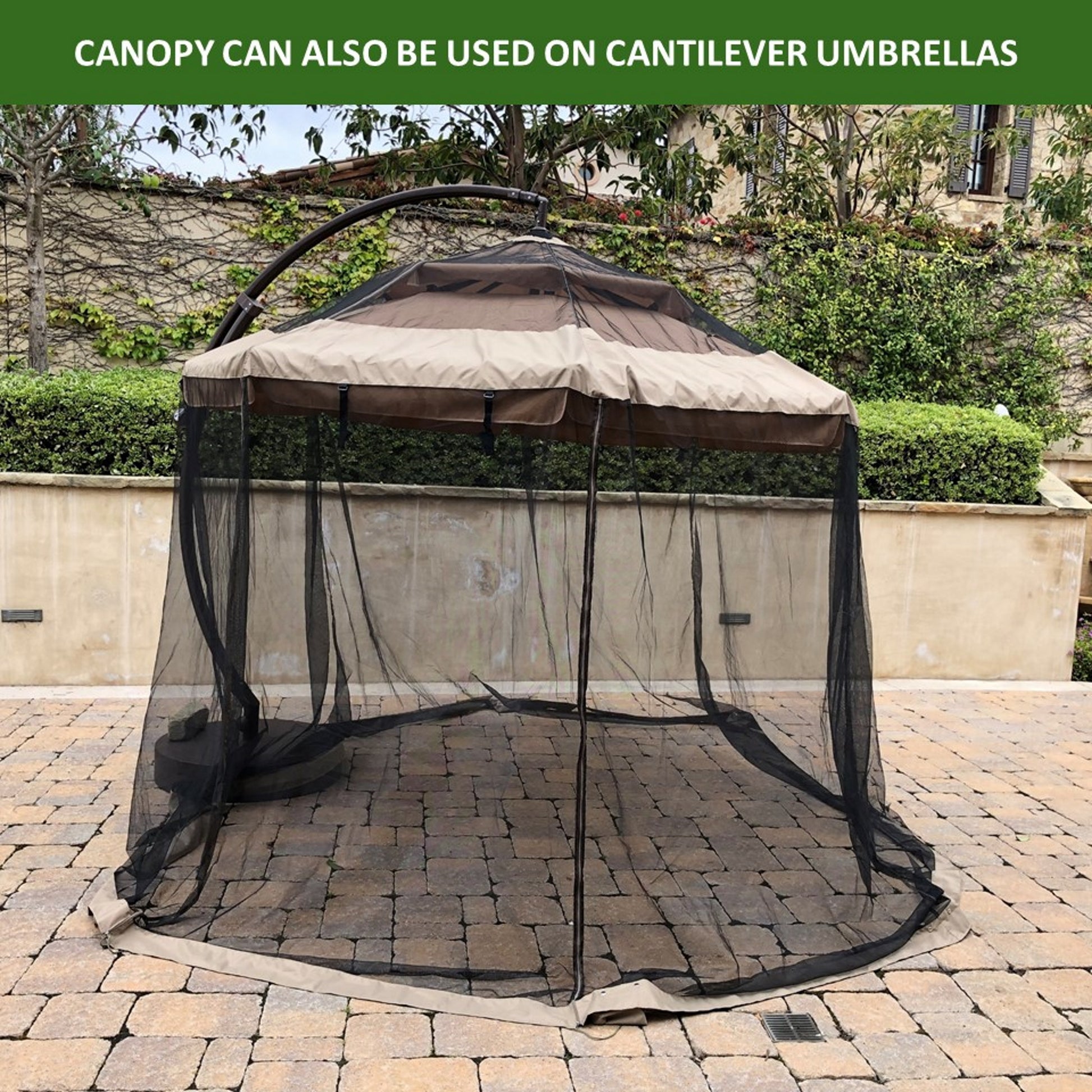 Patio Umbrella Mosquito Screen Netting fit 9ft to 11ft Market or Hanging Cantilever Umbrellas