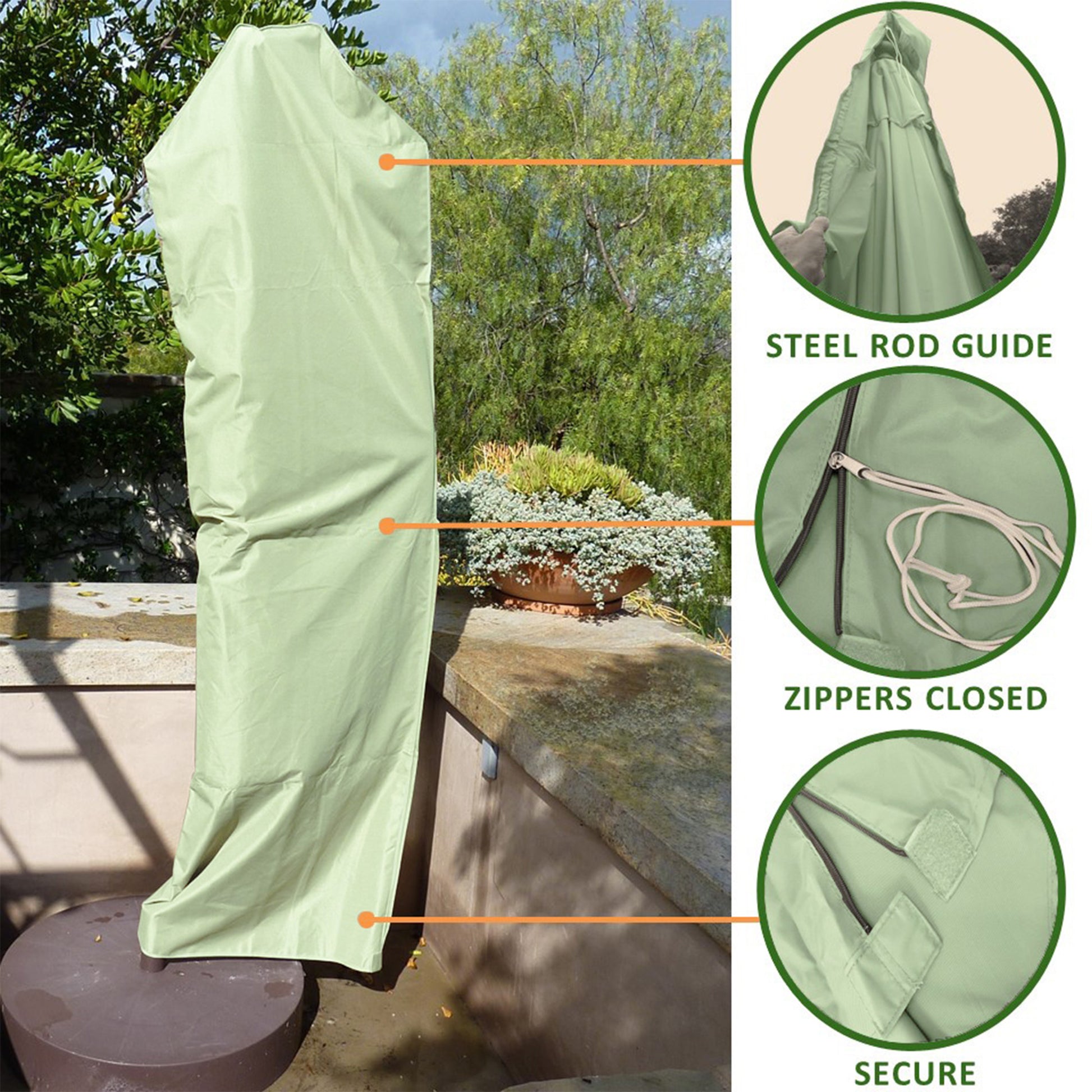 Off Center umbrella cover 102" High x 19" Diameter 60"