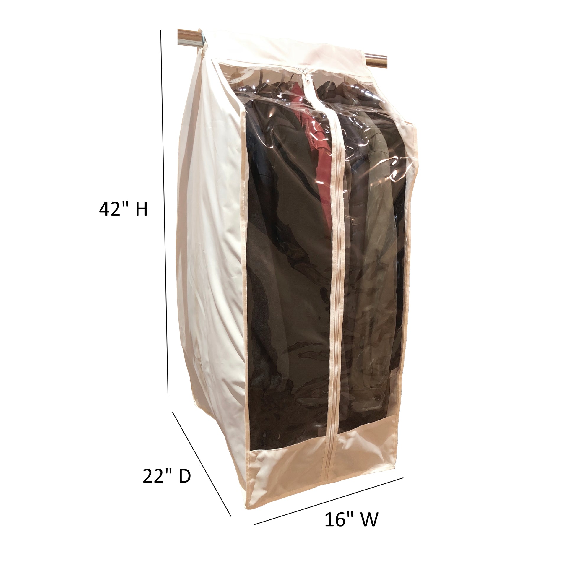 Fully Enclosed Garment Rack Bag Closet Rod Cover in Off White